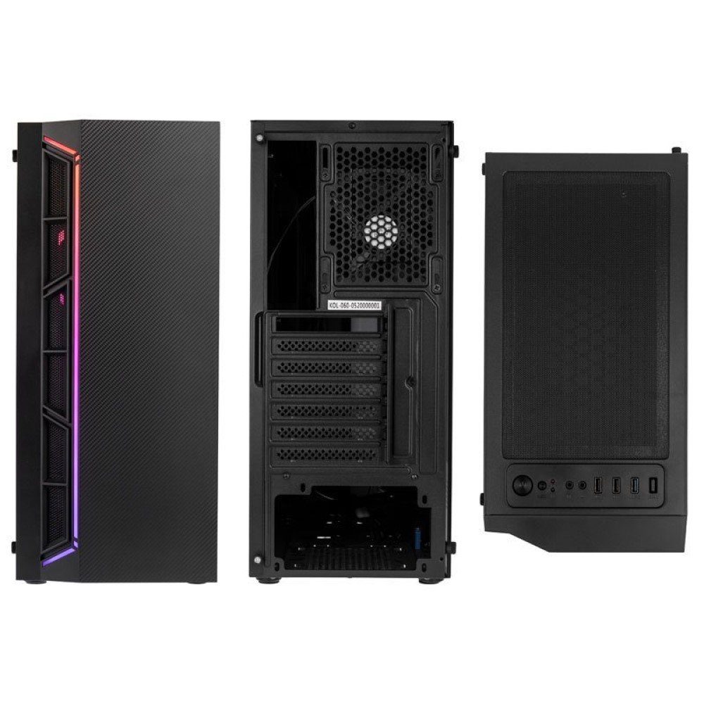 Kolink PC-Gehäuse INSPIRE K7 ARGB, Midi-Tower, Gaming PC-Gehäuse, Addressierbare RGB-Beleuchtung, Tempered Glass, für 335 mm Grafikkarten und CPU-Kühler bis 160 mm, schwarz