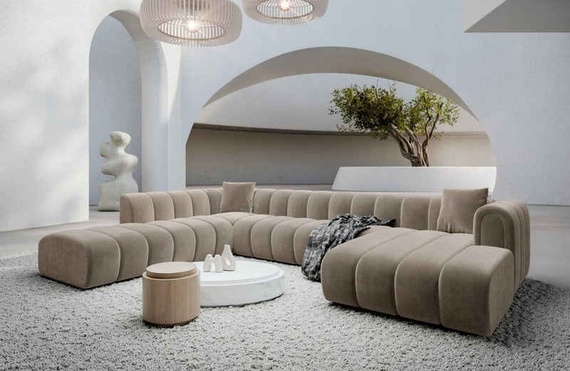 Sofa Dreams Wohnlandschaft Luxus Stoff Sofa Stoffcouch Polster Couch Almagro U Form XXL, Loungesofa