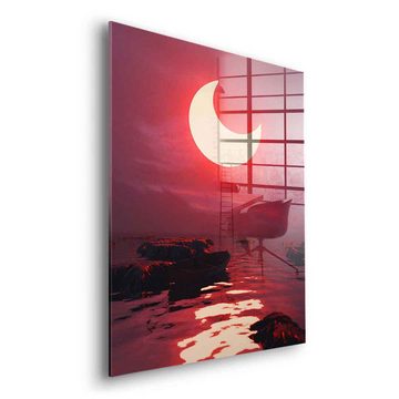 DOTCOMCANVAS® Acrylglasbild A New Light - Acrylglas, Acrylglasbild rot Sonnenfinsternis Landschaft AI KI generiert Wandbild