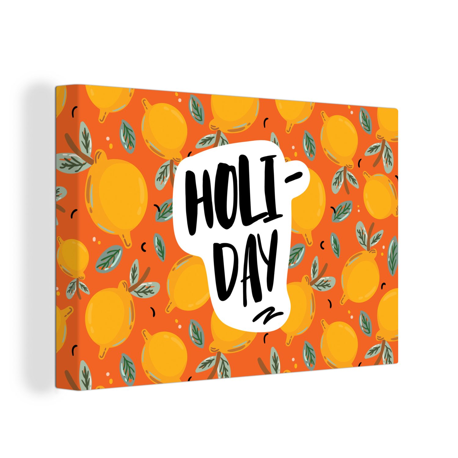 Wandbild (1 30x20 - cm Leinwandbilder, - St), Sommer OneMillionCanvasses® Orange, Leinwandbild Wanddeko, Aufhängefertig, Zitrone