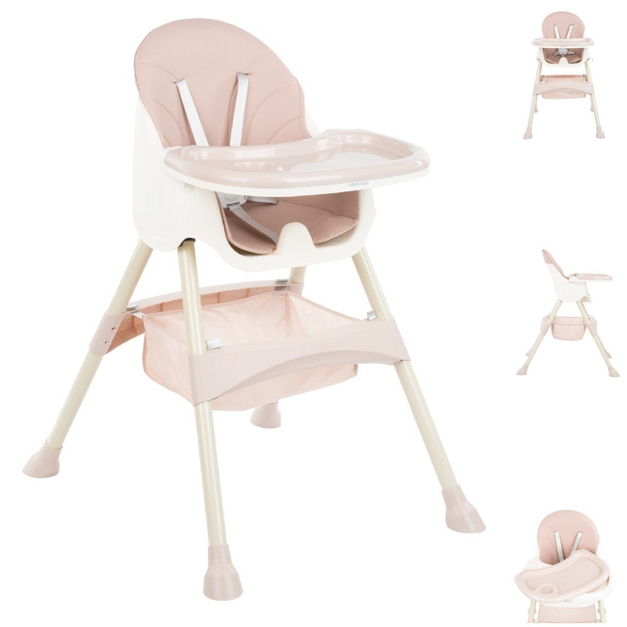 ᐅ Kikkaboo Hochstuhl Hochstuhl 2 in 1 Brie, Kinderstuhl, Gurt, Tisch verstellbar, Korb OTTO