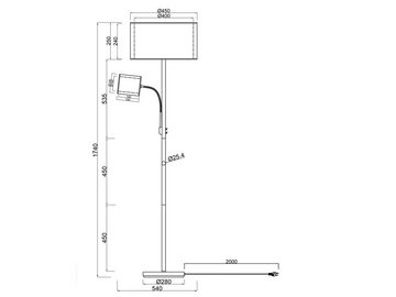 meineWunschleuchte LED Stehlampe, Lesearm & Dimmfunktion, LED wechselbar, Warmweiß, ausgefallene Design-er Lampe dimmbar mit Leselampe für Ecke, H: 174cm