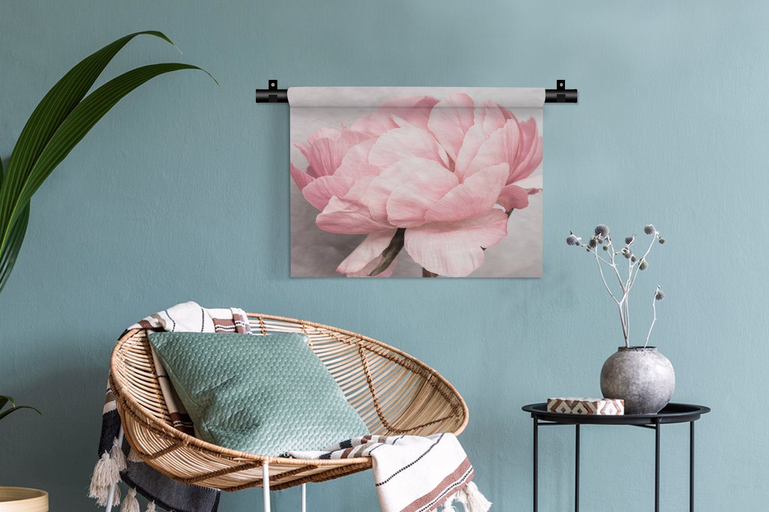 - Kleid, MuchoWow Kinderzimmer Rosa Blumen Pflanze, - Wanddekoobjekt Wandbehang, Wanddeko Natur - Schlafzimmer, für Wohnzimmer,