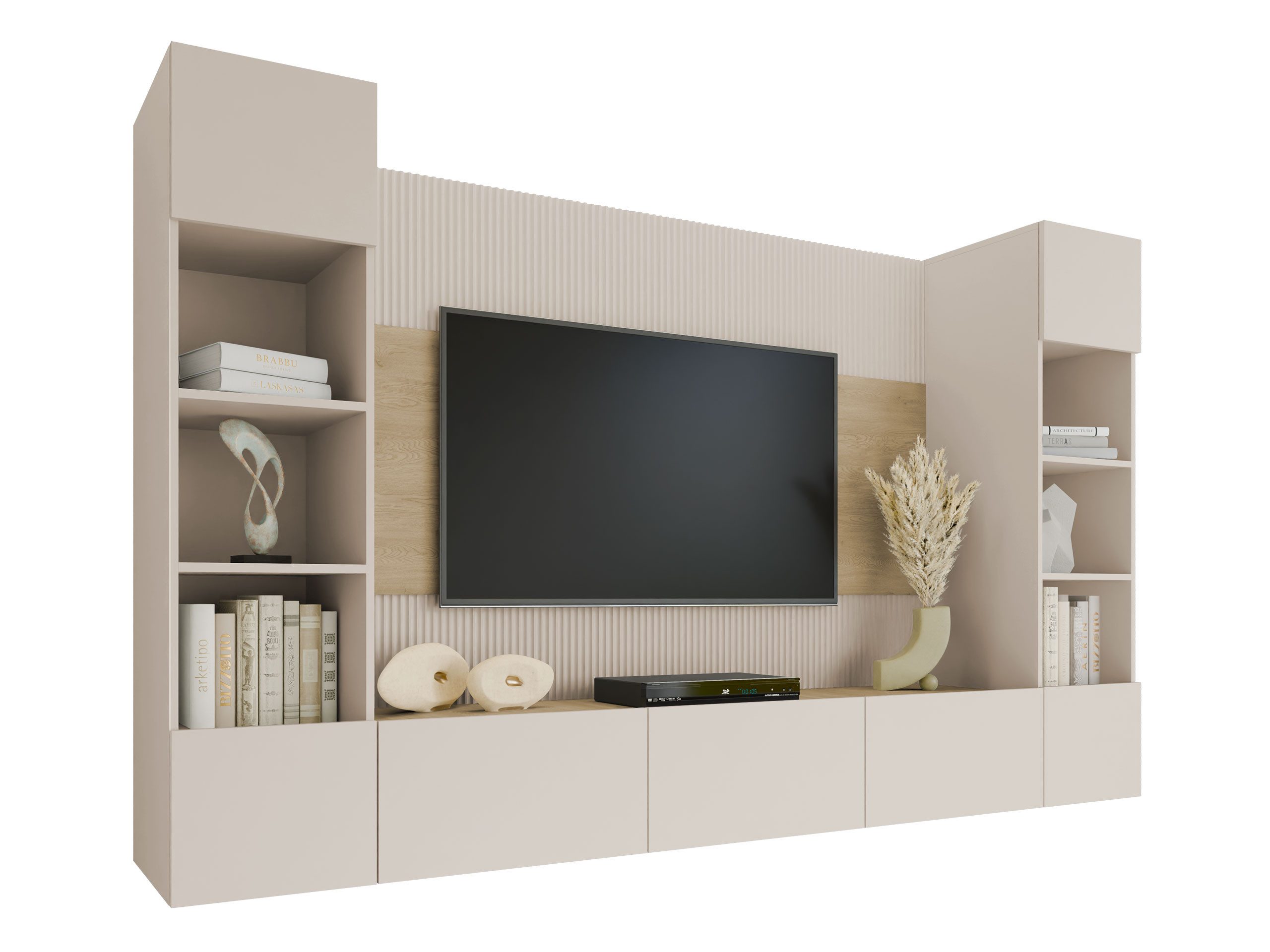 MIRJAN24 Wohnwand Deromi I, (4er-Set, TV-Lowboard, 2x Hängeregal), Grifflos günstig online kaufen