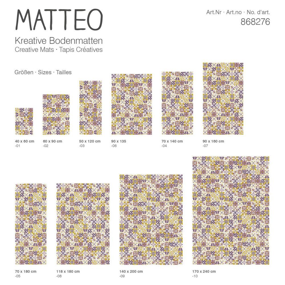 Vinylteppich Vinyl Teppich MATTEO Mosaik, Sitheim-Europe, rechteckig, Höhe: 2,2 mm, Viele verschiedene Größen, reißfest, formstabil, rutschfest, lichtecht, wasserdicht