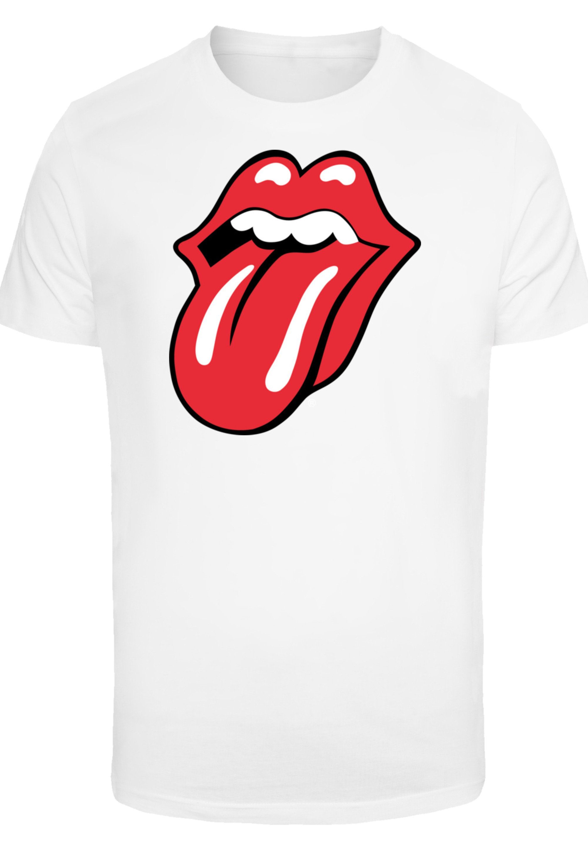 F4NT4STIC T-Shirt The Stones Print Rote Zunge Rolling weiß