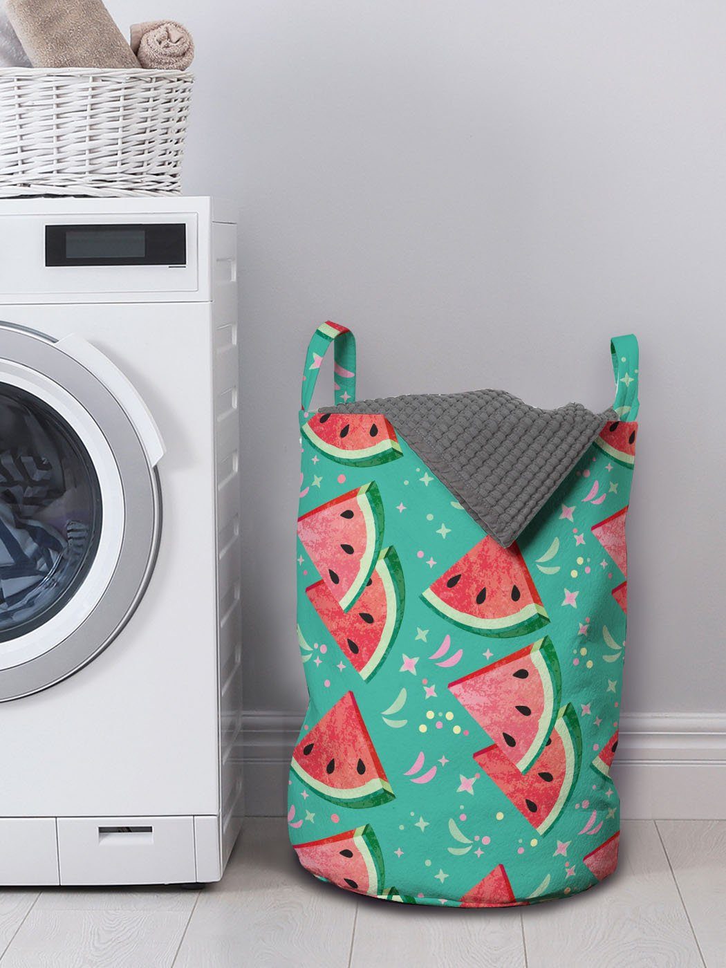 Abakuhaus Wäschesäckchen Wäschekorb Kordelzugverschluss mit Wassermelone für Frucht-Scheiben Waschsalons, und Formen Griffen