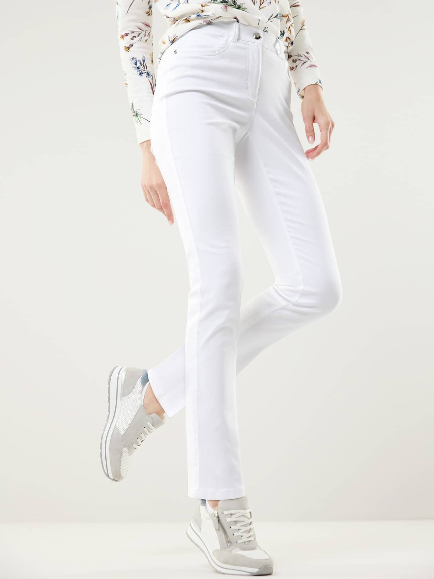 Walbusch Stoffhose Damen Extraglatt Baumwollhose Slim Fit bügelfrei Comfort-Bund, atmungsaktiv & pflegeleicht, Fußweite ca. 34 cm
