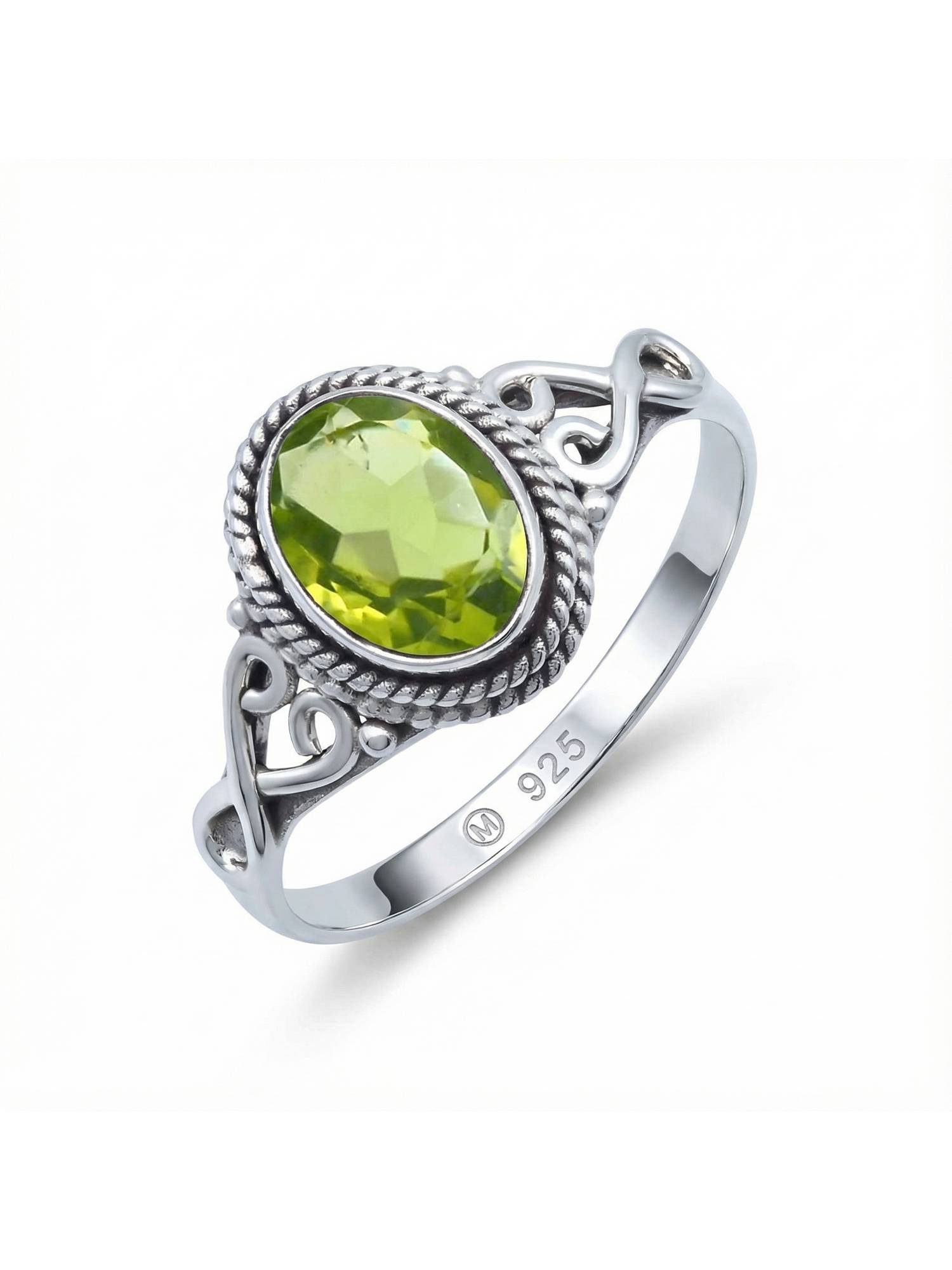 mantraroma Silberring BAGHIMI oval aus 925 Silber mit Peridot (Ring mit Sch günstig online kaufen