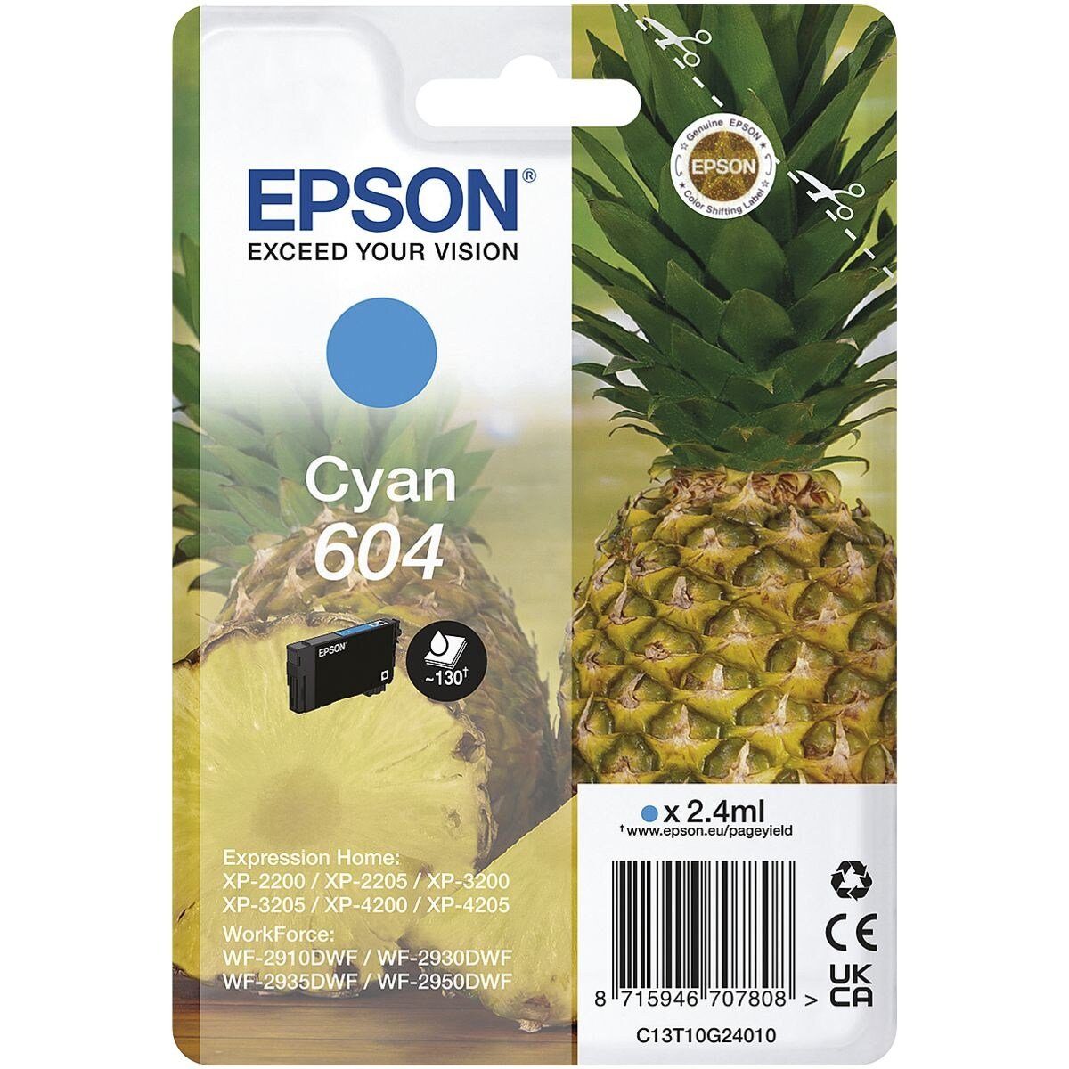Epson 604 Tintenpatrone (1-tlg., Original Druckerpatrone, cyan)