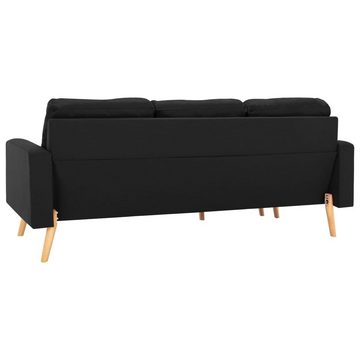 vidaXL Sofa 3-Sitzer-Sofa mit Hocker Schwarz Stoff