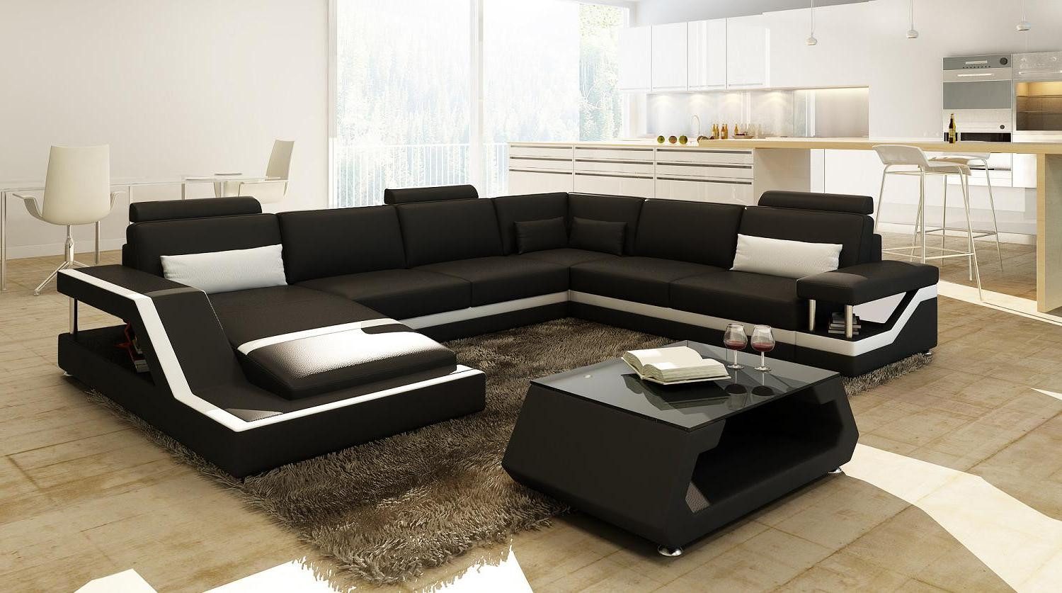 Xlmoebel Ecksofa Modernes Ledersofa mit Ecksofa und USB-Anschluss - Designer, Hergestellt in Europa