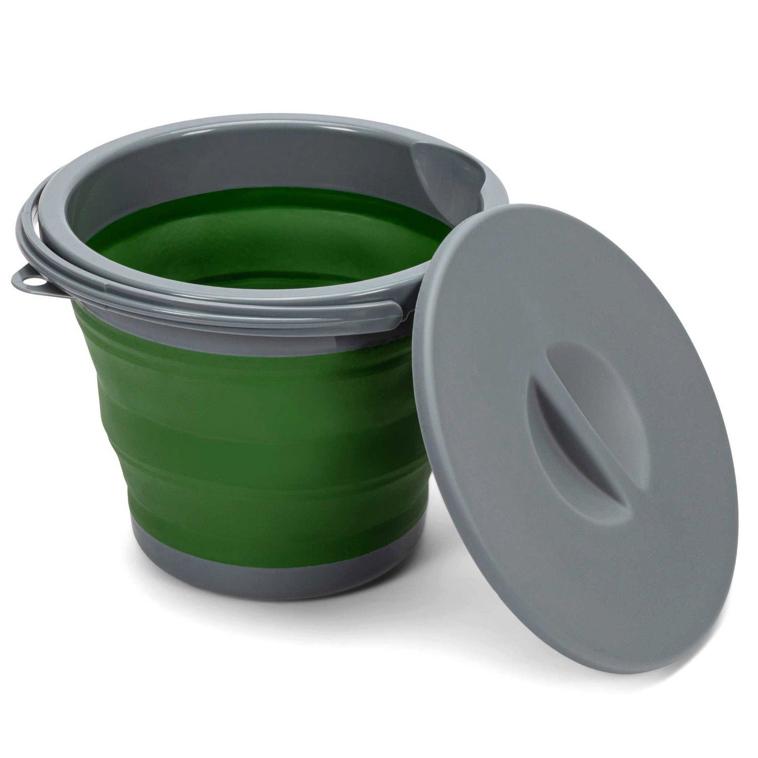 Grün/Grau und mit aus Liter Klein 5 Upgrade4cars Silikon Plastik Falteimer Wassereimer Falteimer & Henkel, Klappbarer Deckel