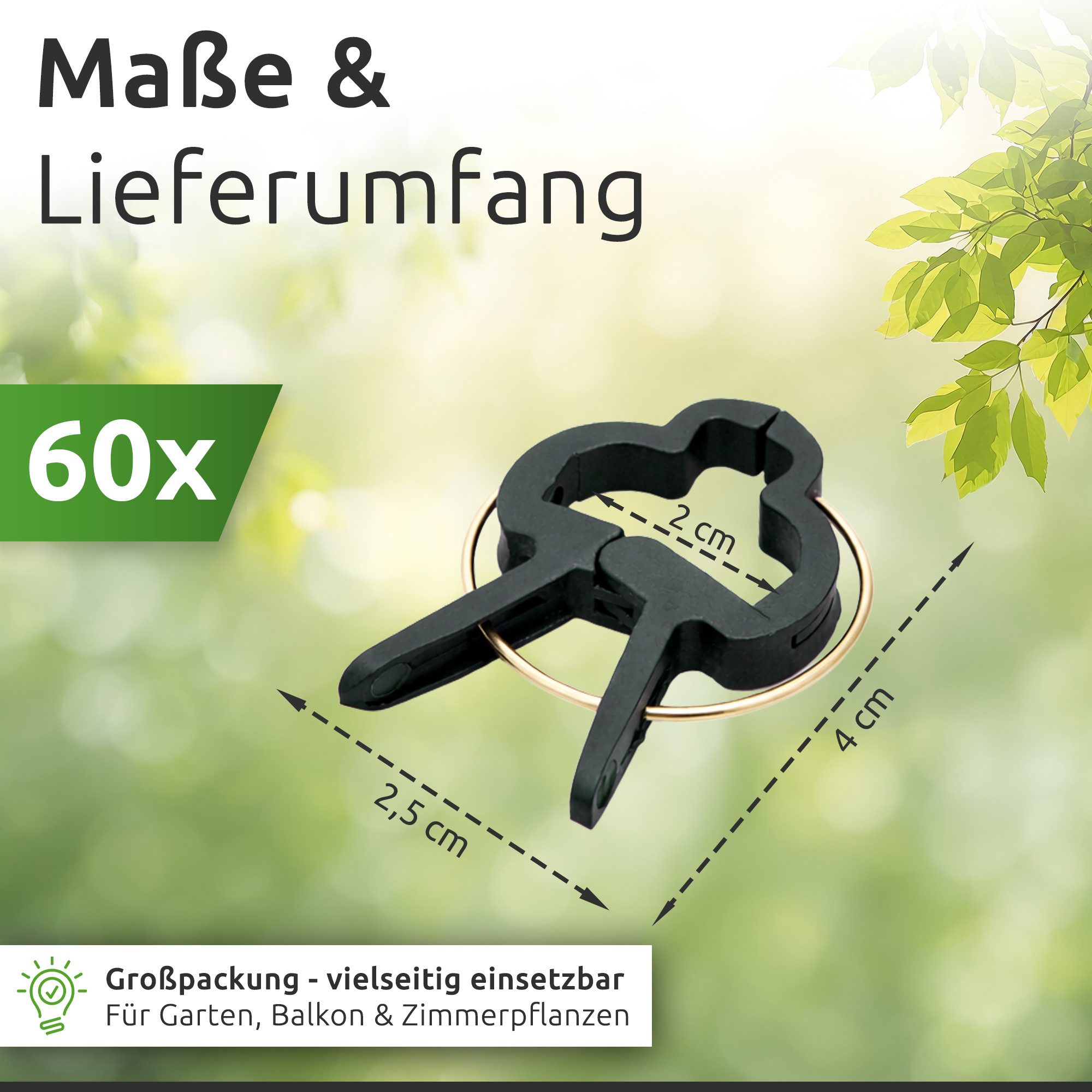 ECENCE Gartenpflege-Set 60x Pflanzenclips klein Pflanzenklammern für