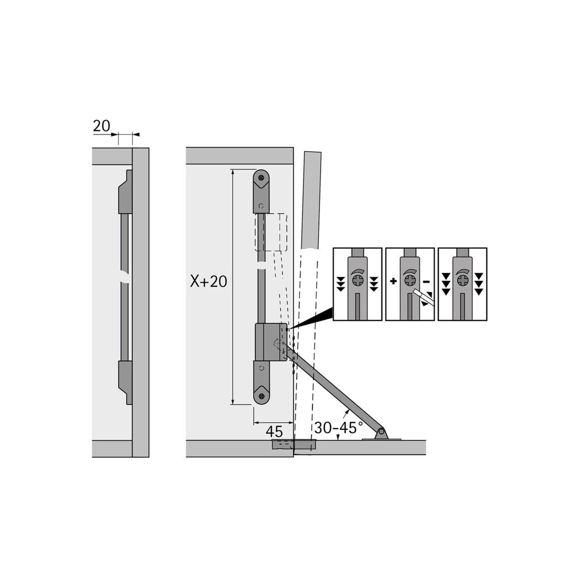 Hettich Möbelbeschlag Klappenhalter Klassik D m.Lager LS 3280 D STA vern.L.290mm HETTICH