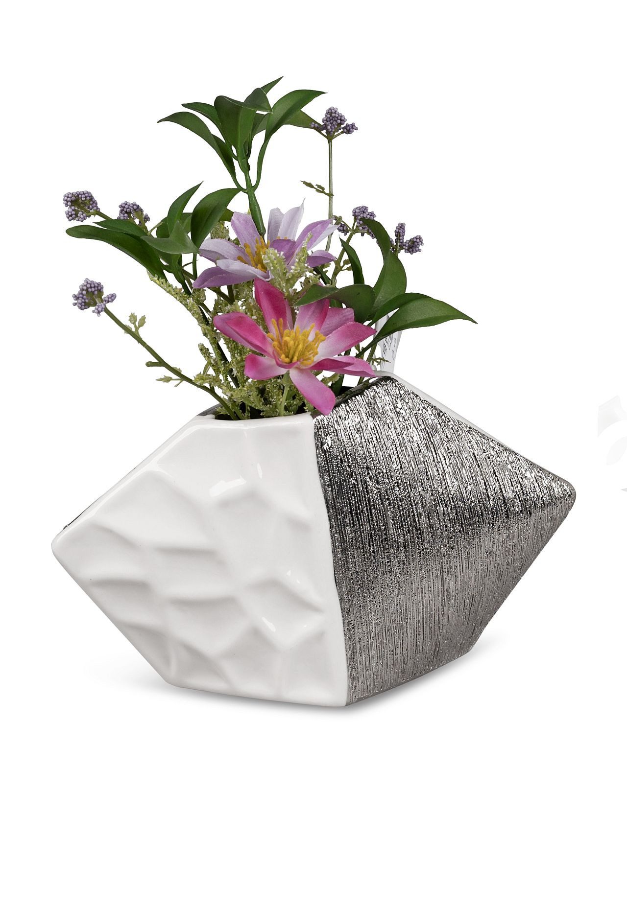 formano Dekovase White Silver Relief, Mehrfarbig B:19cm H:11cm Porzellan