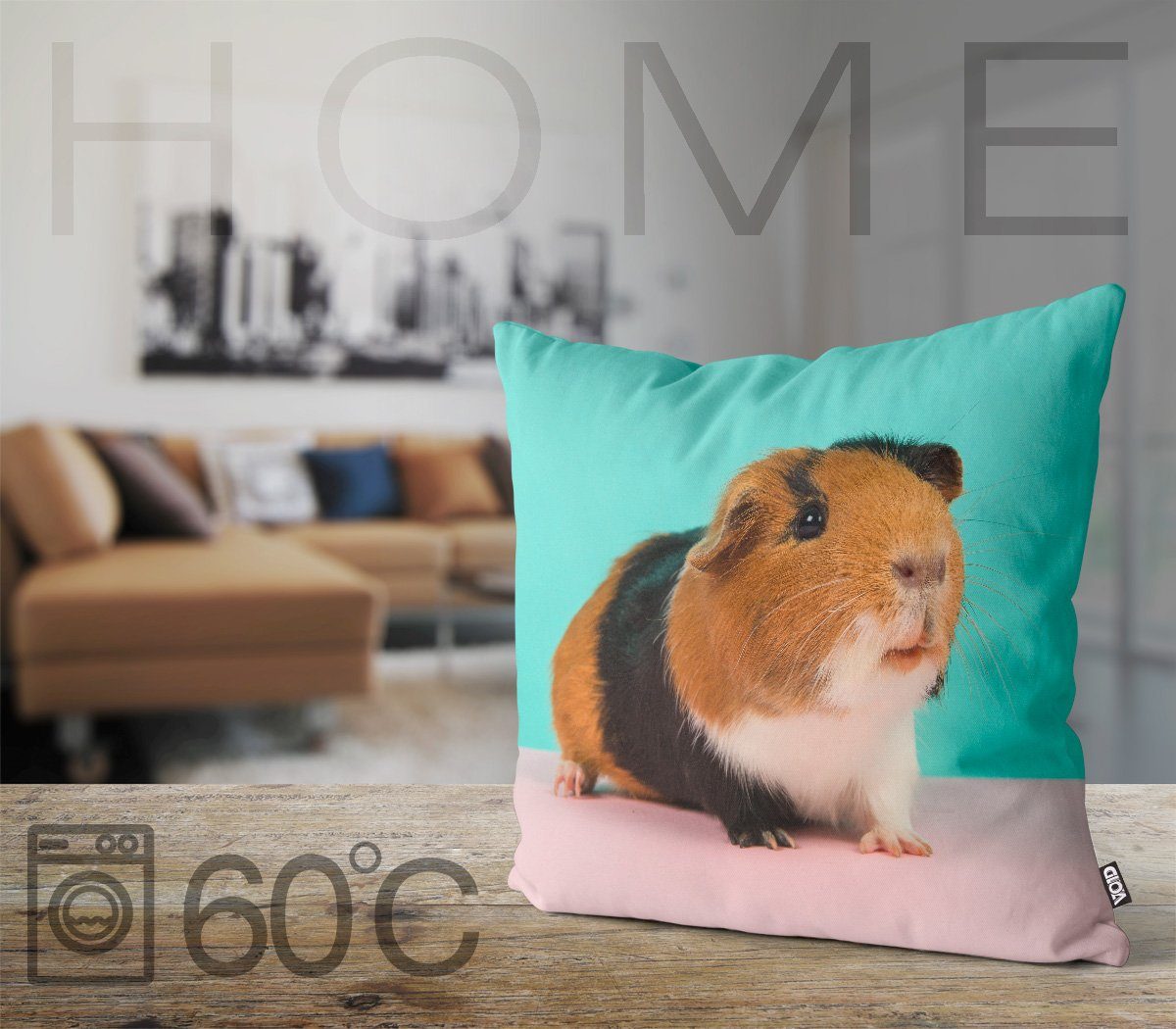 Meerschweinchen Haustier Tier VOID Meerschweinchen Hamster Kissenbezug, Kissenbezug Maus Zoo Sofa-Kissen (1 Stück), rosa