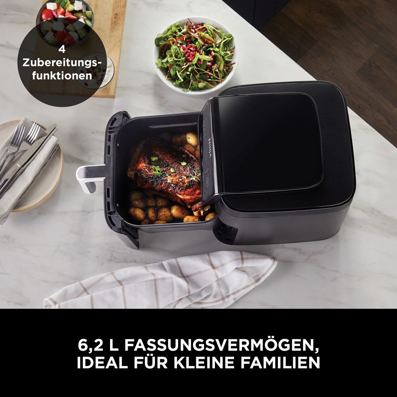 NINJA Fritteuse, 2000 W, 6.2 L Spülmaschinenfestes Zubehör gesundes Frittieren