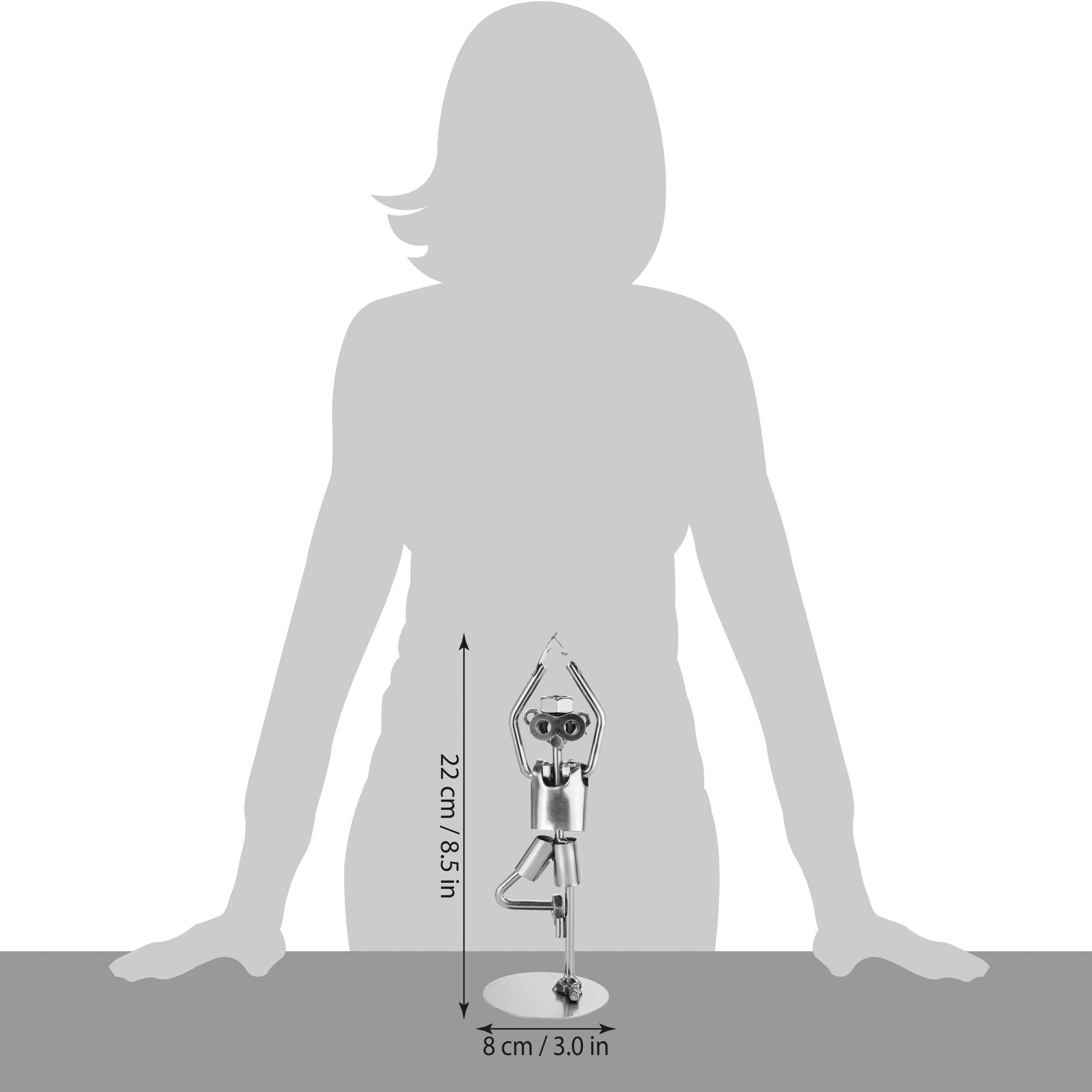 Eisenfigur und Yogi (1 Yoga St), Dekoration BRUBAKER Sport - für Begeisterte Yoga Dekoration Silber Handarbeit Geschenk Schraubenmännchen Dekofigur