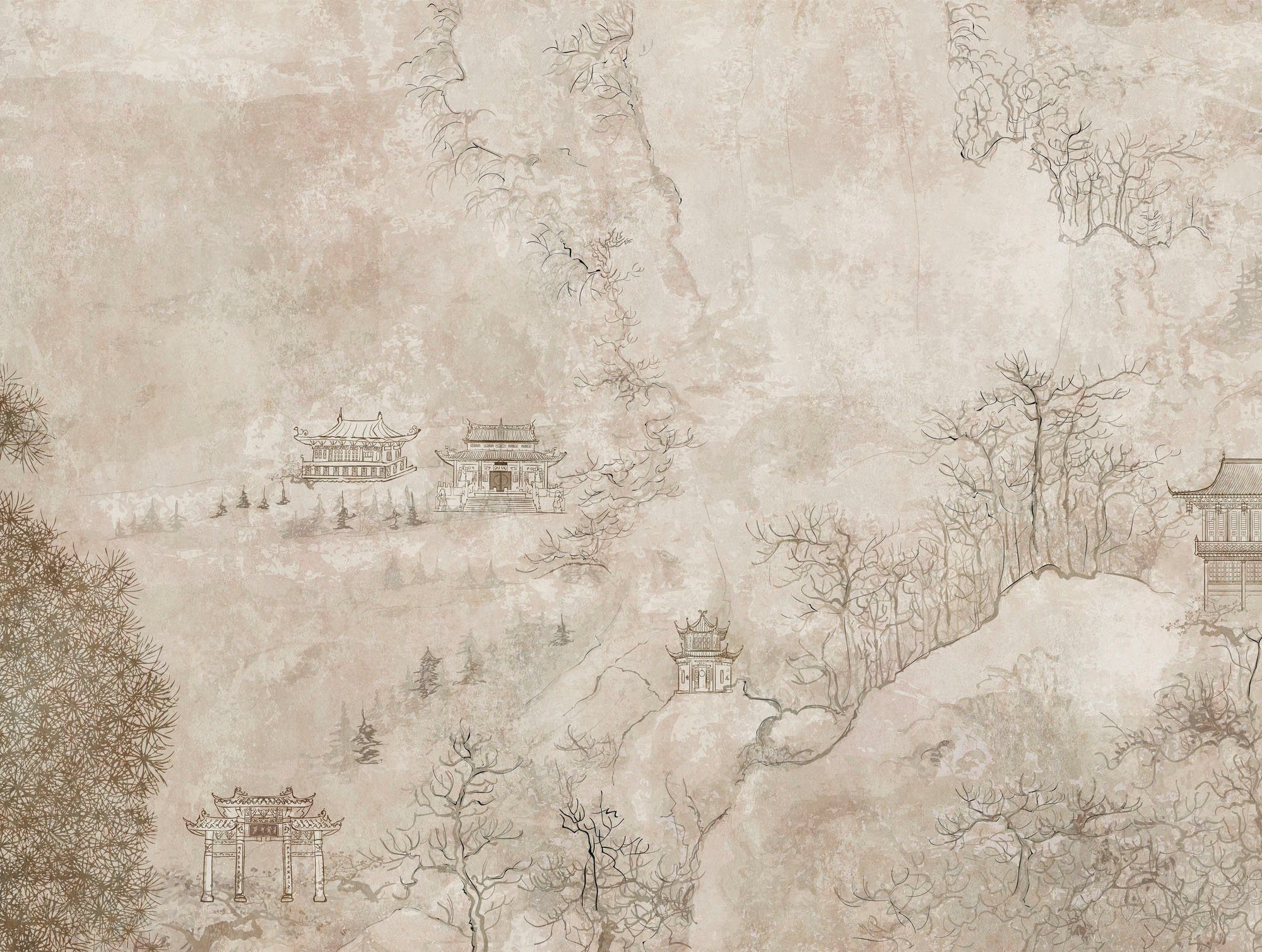 living walls Fototapete The Wall, glatt, asiatisch, matt, Motiv, Fototapete Chinesisch Tapete Japanisch Tapeten Wohnzimmer Flur Design