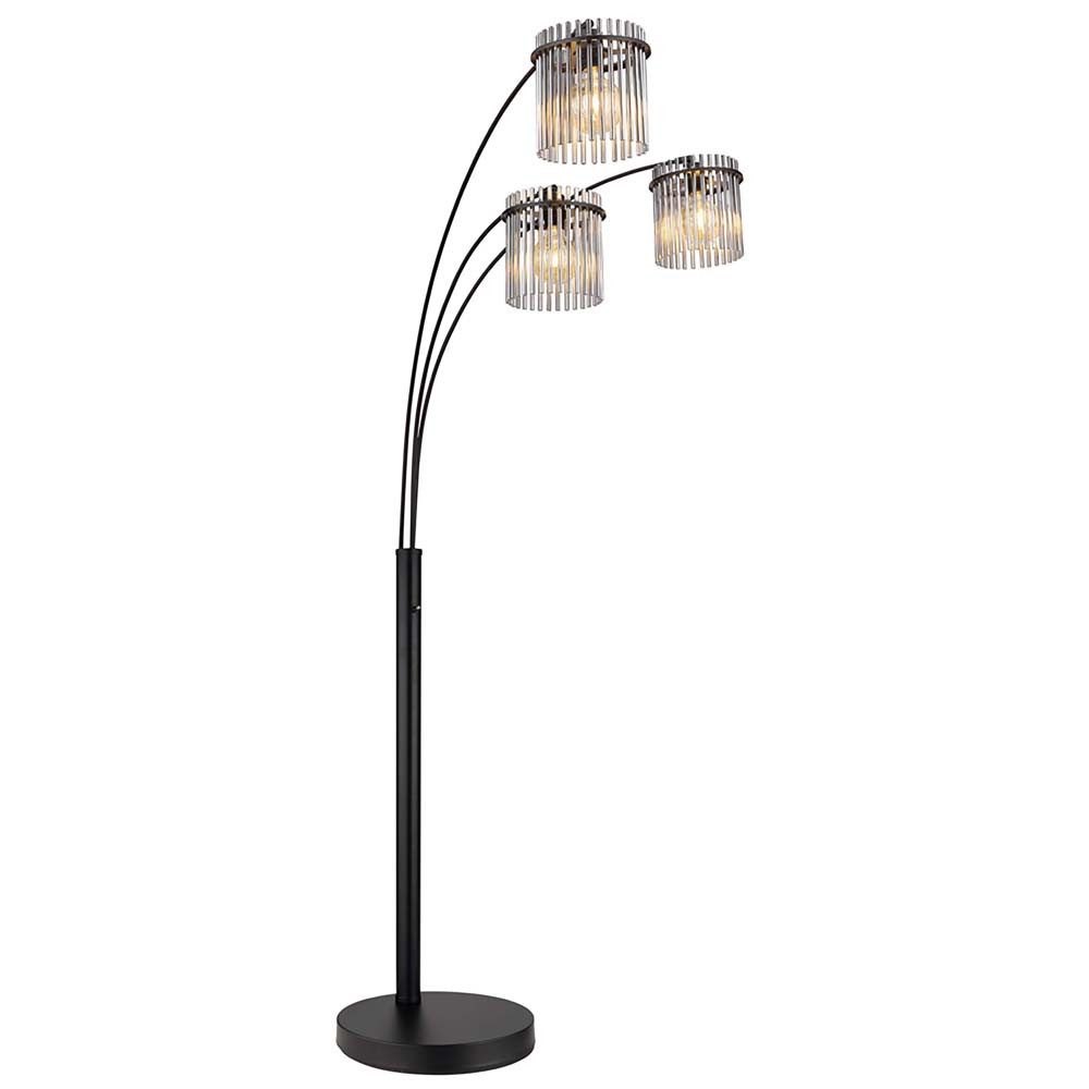 GLOBO LIGHTING Stehlampe, Leuchtmittel nicht inklusive, Stehleuchte Standlampe Wohnzimmerleuchte Rauchfarbe Glas H 180 cm