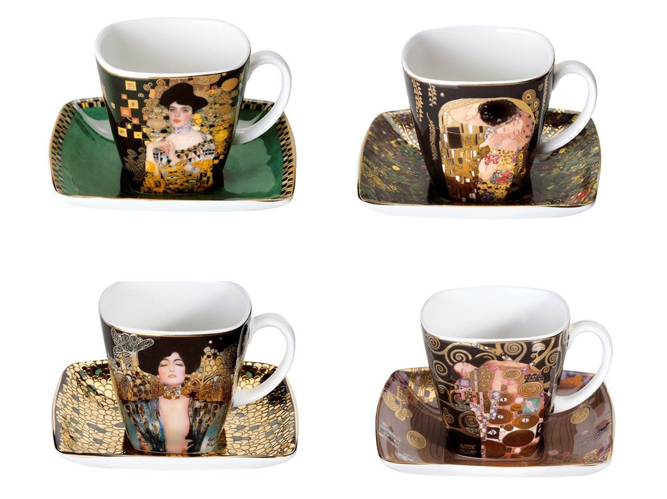 Goebel Espressotasse Gustav Klimt, Porzellan, Echtgolddekor, Mehrfarbig, Klimt, H: 6.5cm