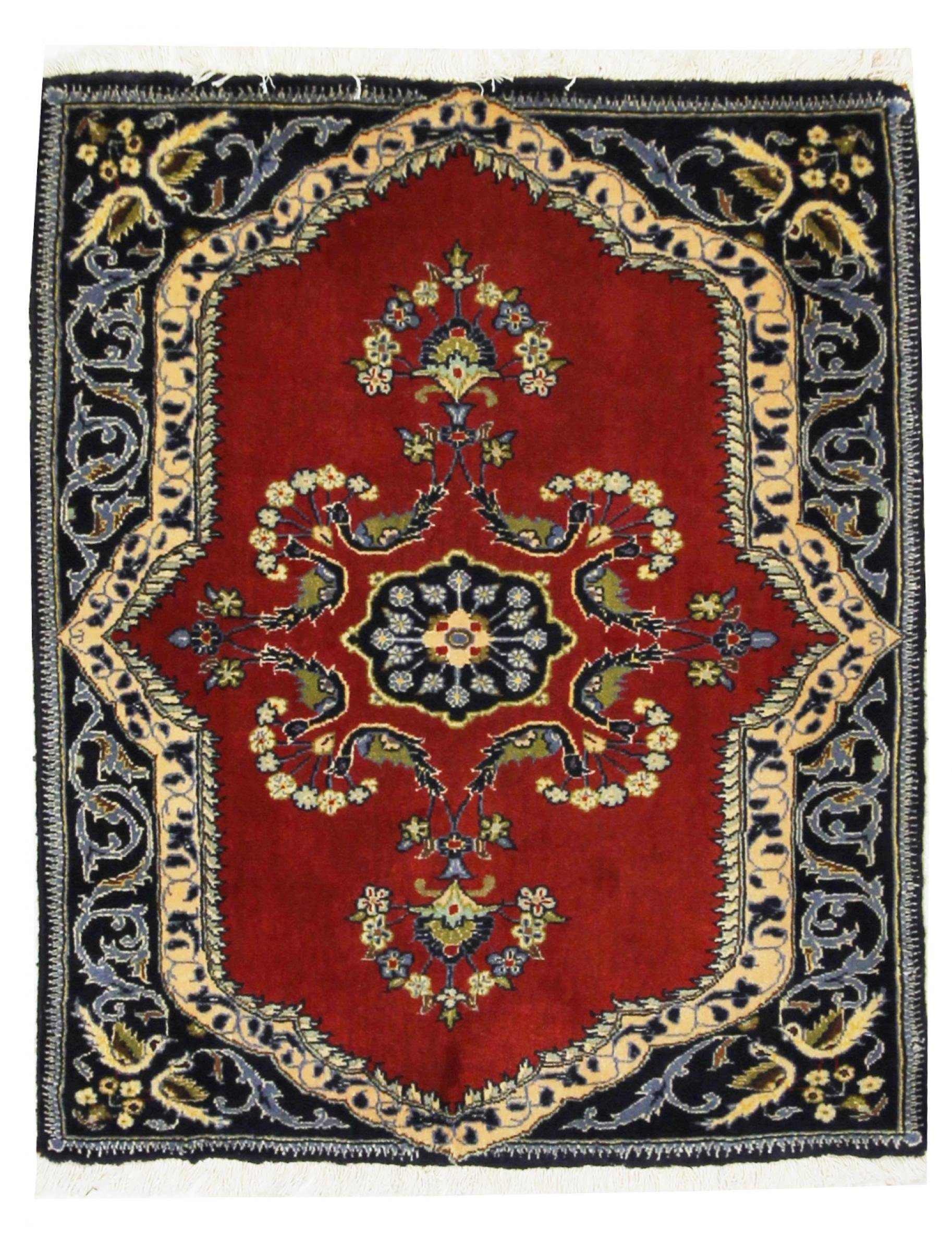 Nain Trading Orientteppich Perserteppich Keshan 97x79 Handgeknüpft, Höhe: 1.2 mm