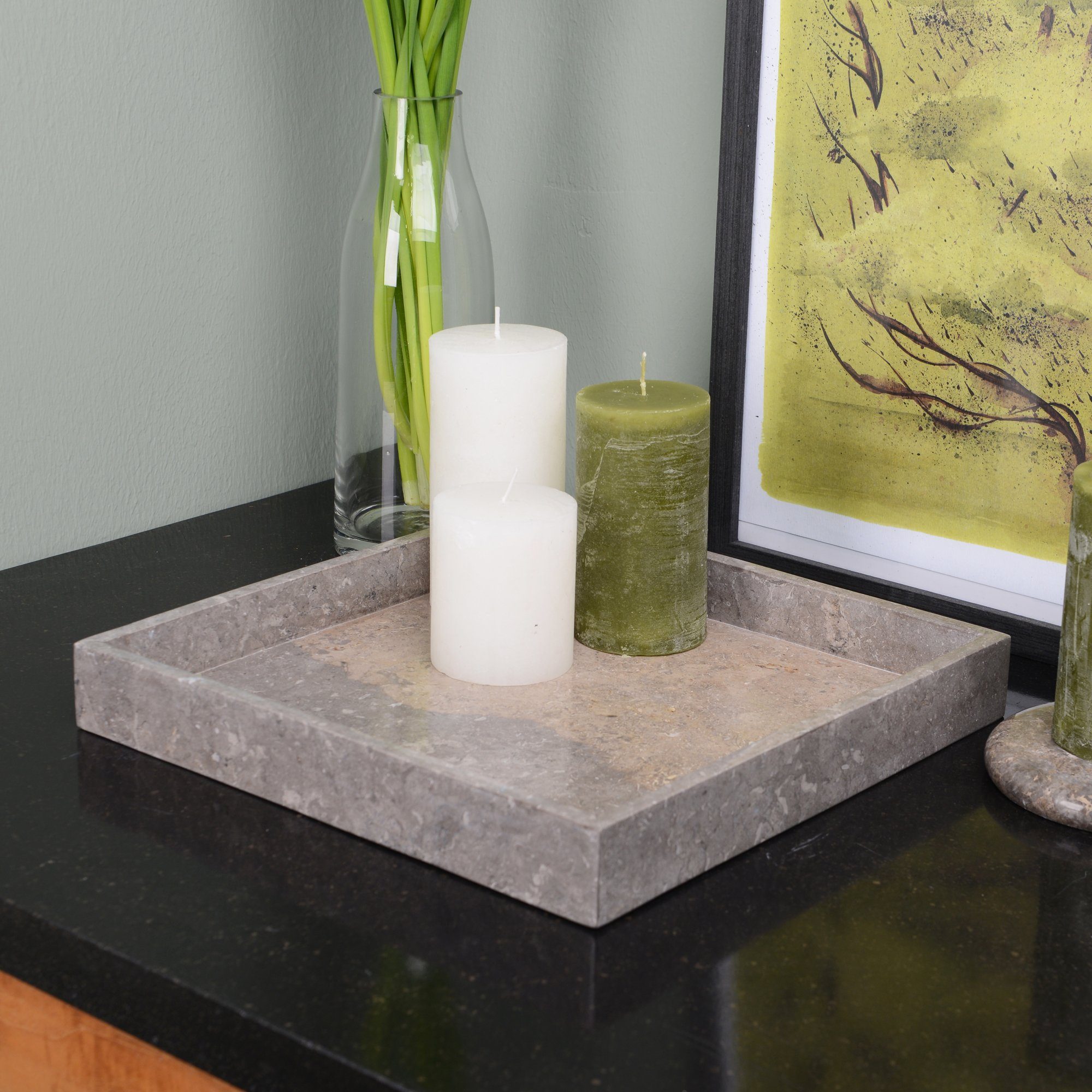 wohnfreuden Dekotablett Marmor Tablett 30 cm grau quadratisch, 32997 günstig online kaufen