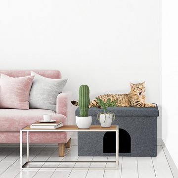 relaxdays Tierhaus Katzenhöhle mit Sitzauflage in Grau