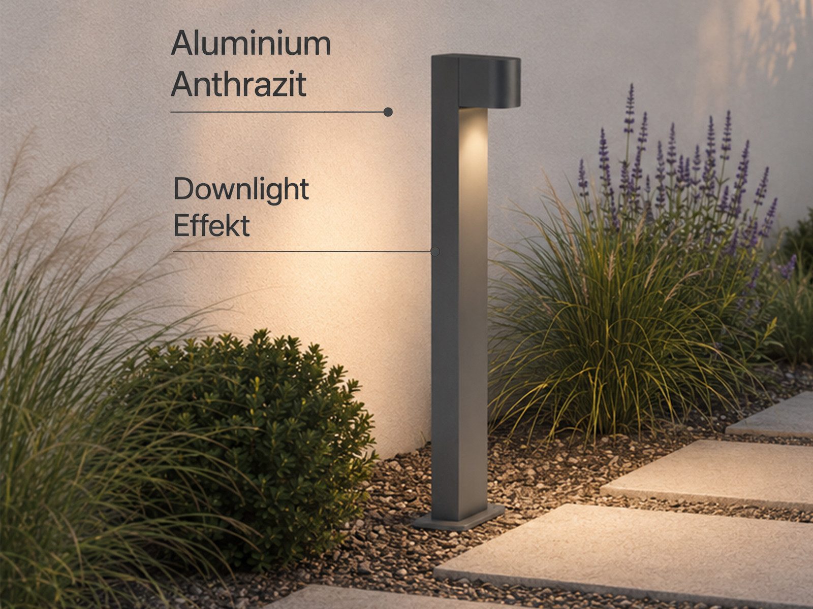 TRIO Leuchten LED Pollerleuchte Anthrazit mit GU10 LED, Höhe 100cm, LED wechselbar, Warmweiß, Wegeleuchte zur Garten Wegbeleuchtung, Außenleuchte Gartenlampe