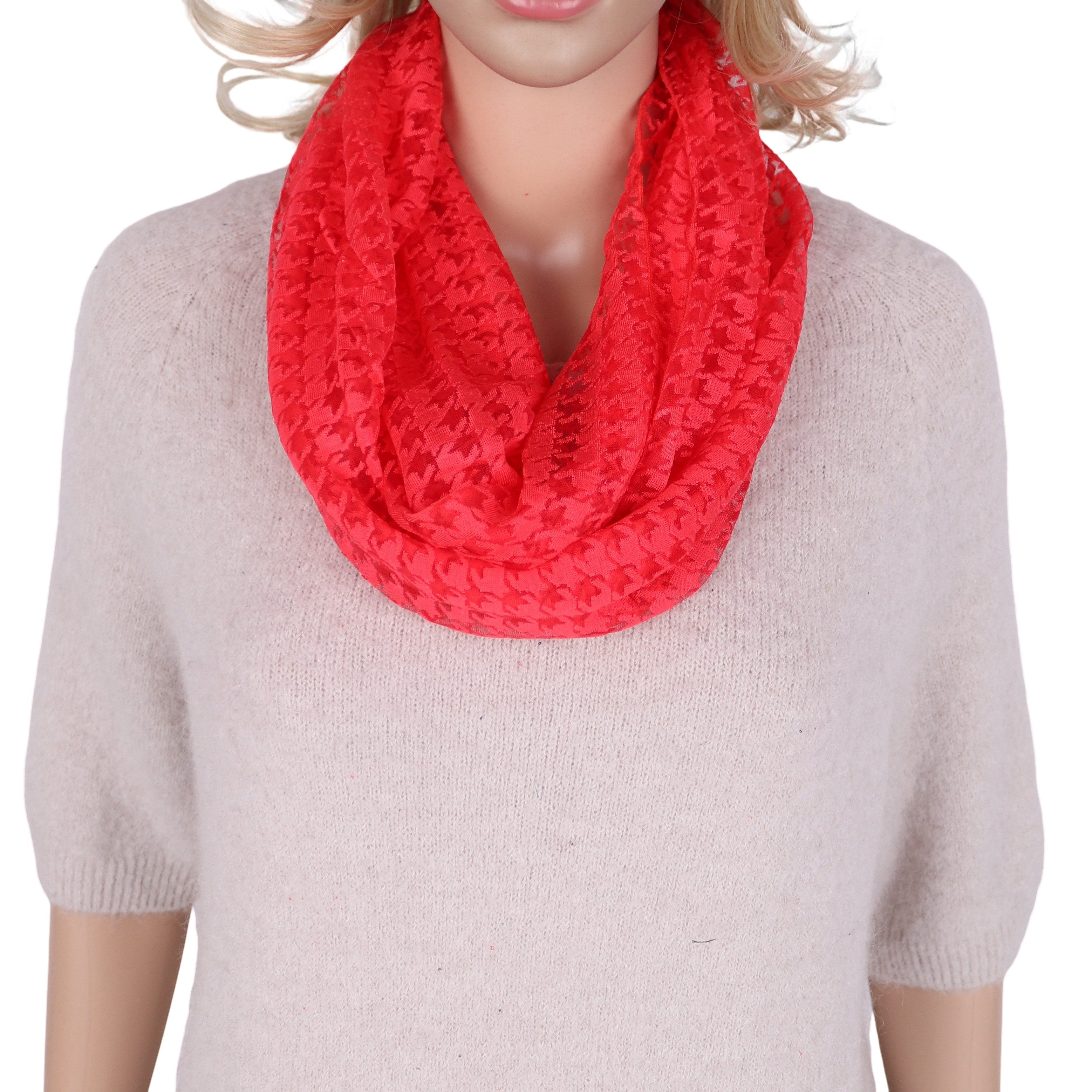 MIRROSI Loop Damen Schal Unifarbe HALBTRANSPARENT, Tolle Muster, Schlauchschal, (ca. 160x38cm, zweimal um den Hals wickelbar), sehr leicht und angenehm zu tragen