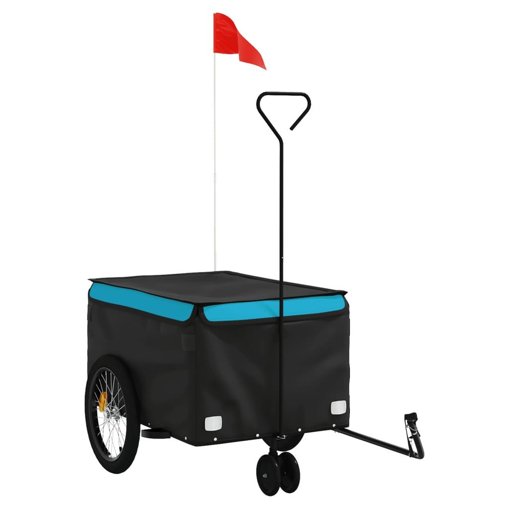 vidaXL Fahrradkinderanhänger schwarz blau Fahrradanhänger Schwarz und Blau 30 kg Eisen Transportanh