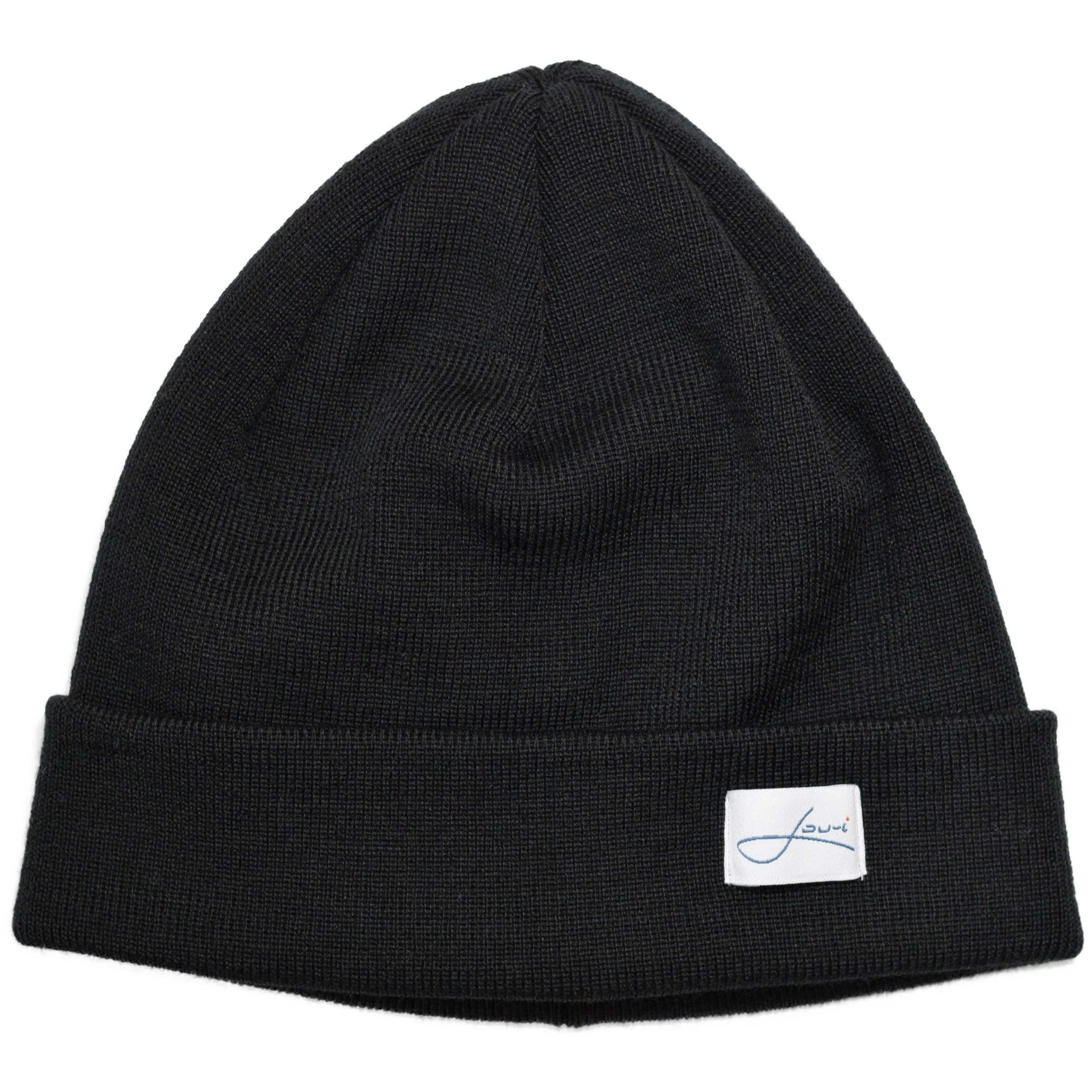 Lou-i Beanie Mütze Bio-Baumwolle Made in Germany Feinstrickmütze schwarz