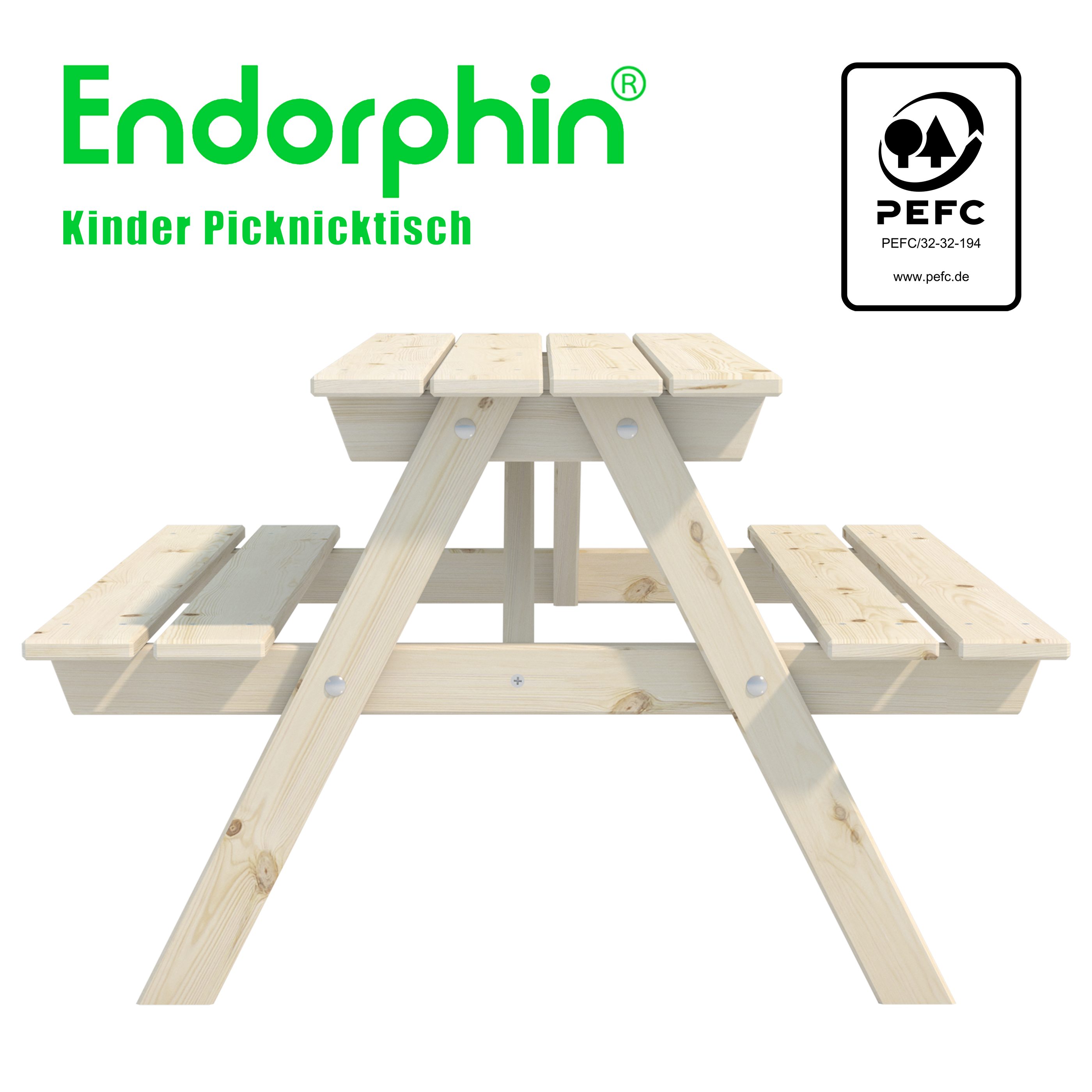 Endorphin Kindertisch Kinder Picknicktisch, kammergetrocknetes Kiefernholz, günstig online kaufen
