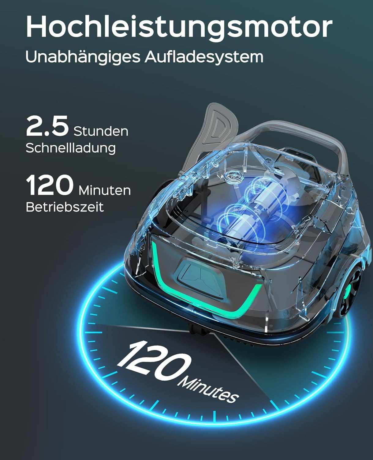 WYBOT Poolroboter (2026 Upgrade) A1 Kabelloser Pool Roboter, bis zu 120 Minuten, mit Doppelfilter, Poolroboter für Aufstellpool bis zu 100