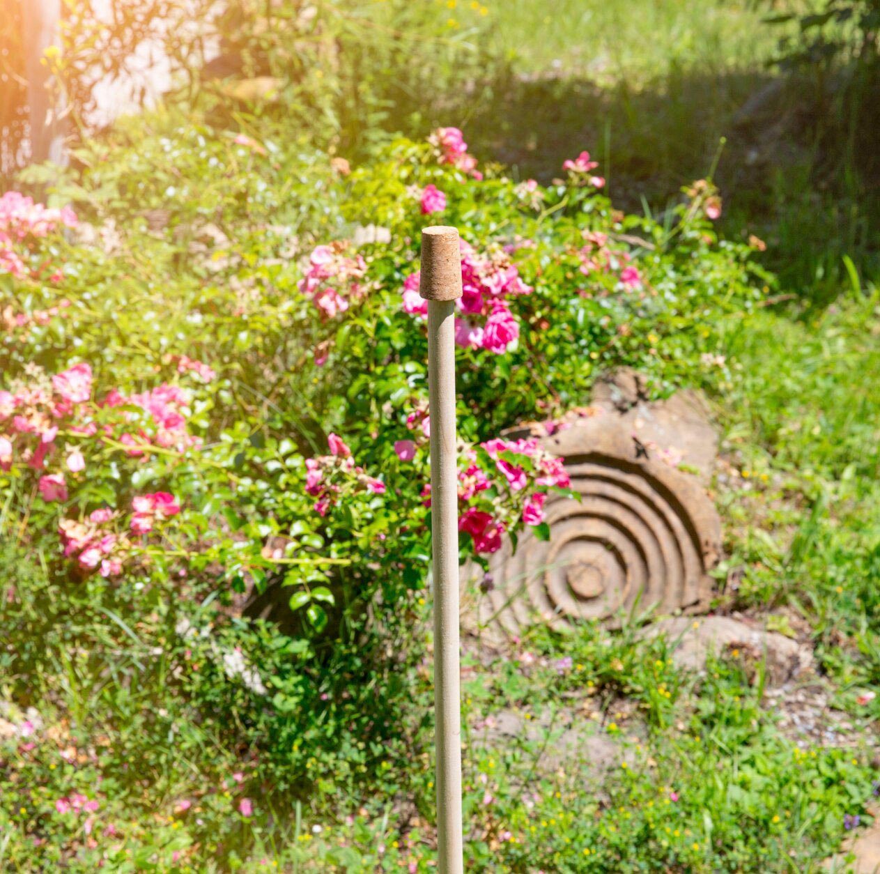 aus 3 (Set, Rosenkugelstäbe mit Holz Windhager St), Korkaufsatz Gartenfigur,