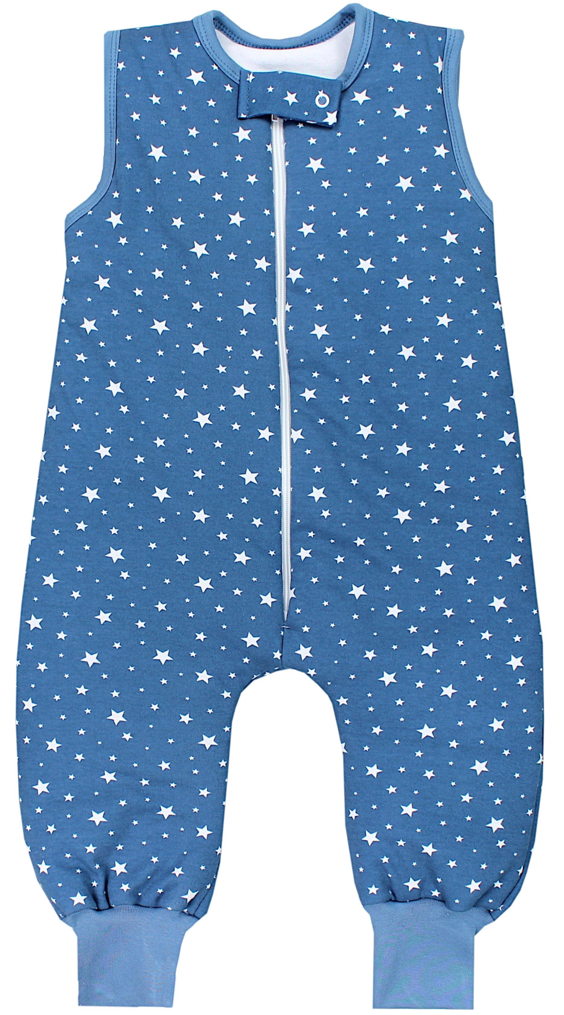 TupTam Babyschlafsack Winter Schlafsack mit Beinen OEKO-TEX zertifiziert 2,5 TOG Unisex Weiße Sterne Jeansblau