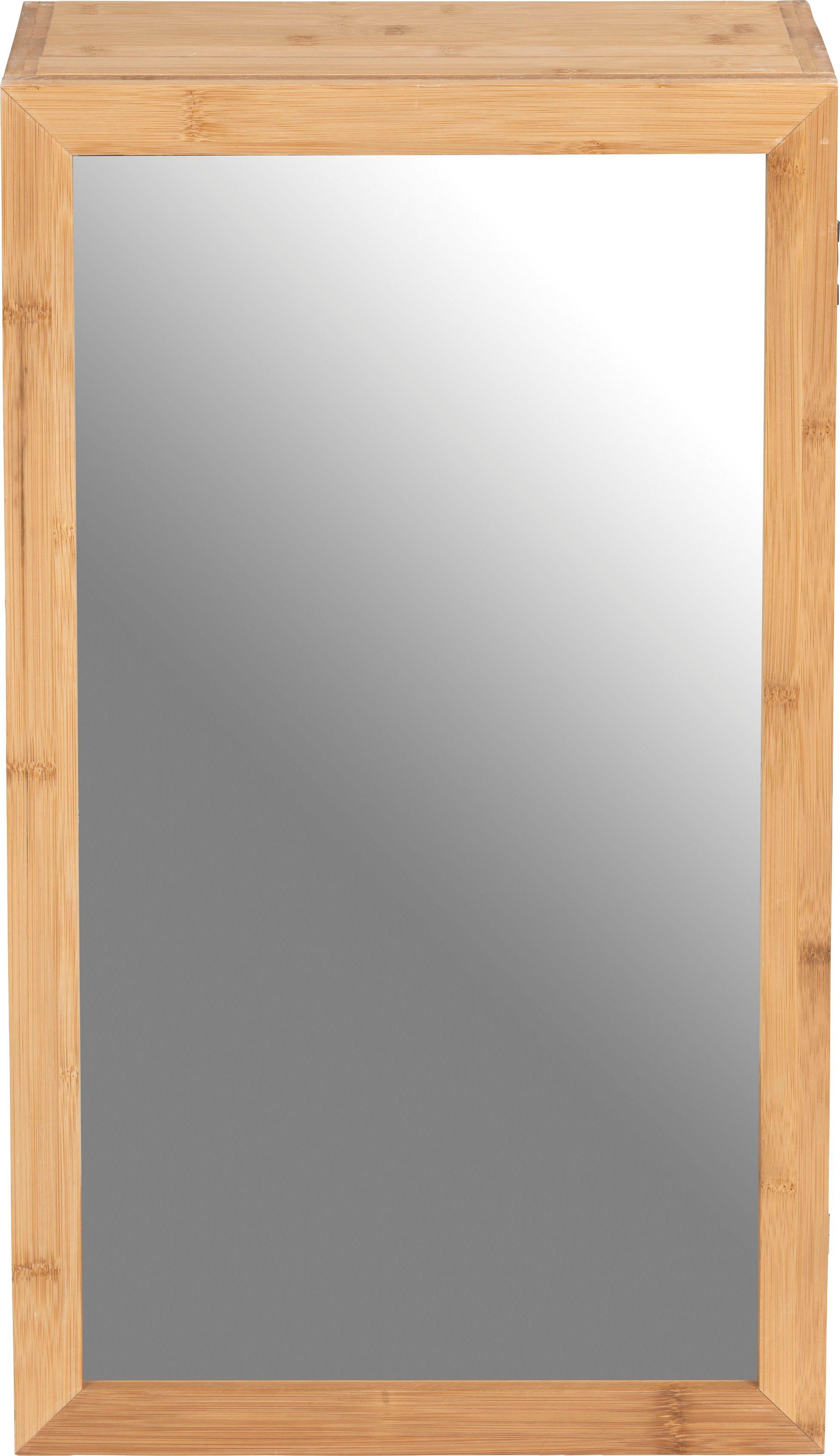 Mittelböden Magnetverschluss mit und Spiegel, WENKO Badregal Bambusa, zwei