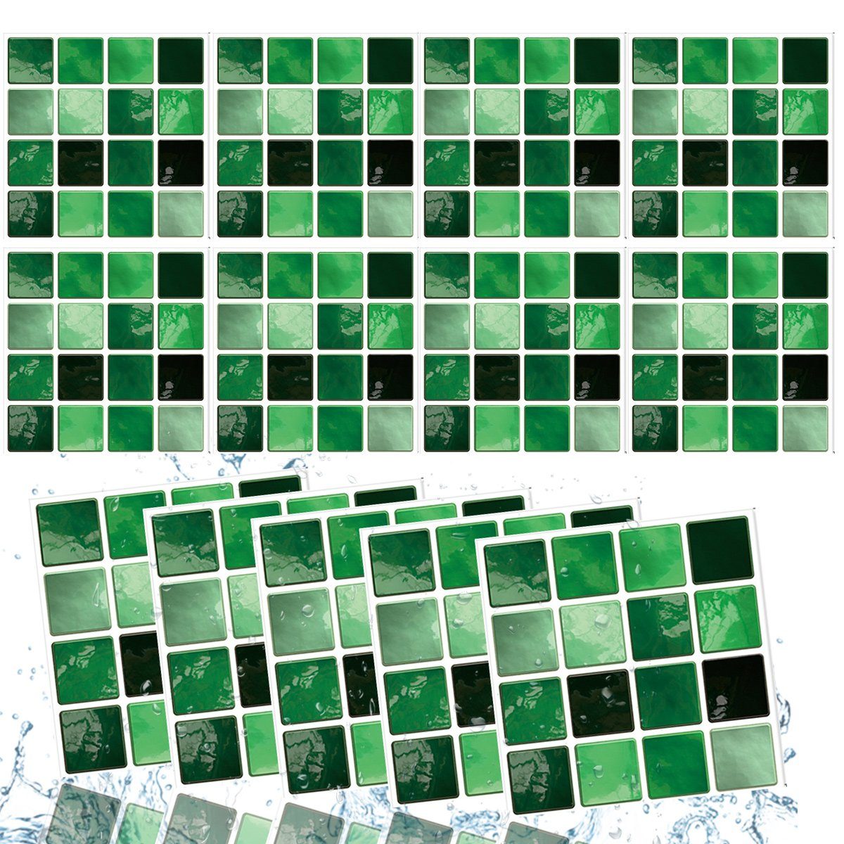 Jormftte Wandtattoo Wandfliesen Aufkleber,Stein-Effekt-Mosaik Fliesenaufkleber für Küche Mehrfarbig 3