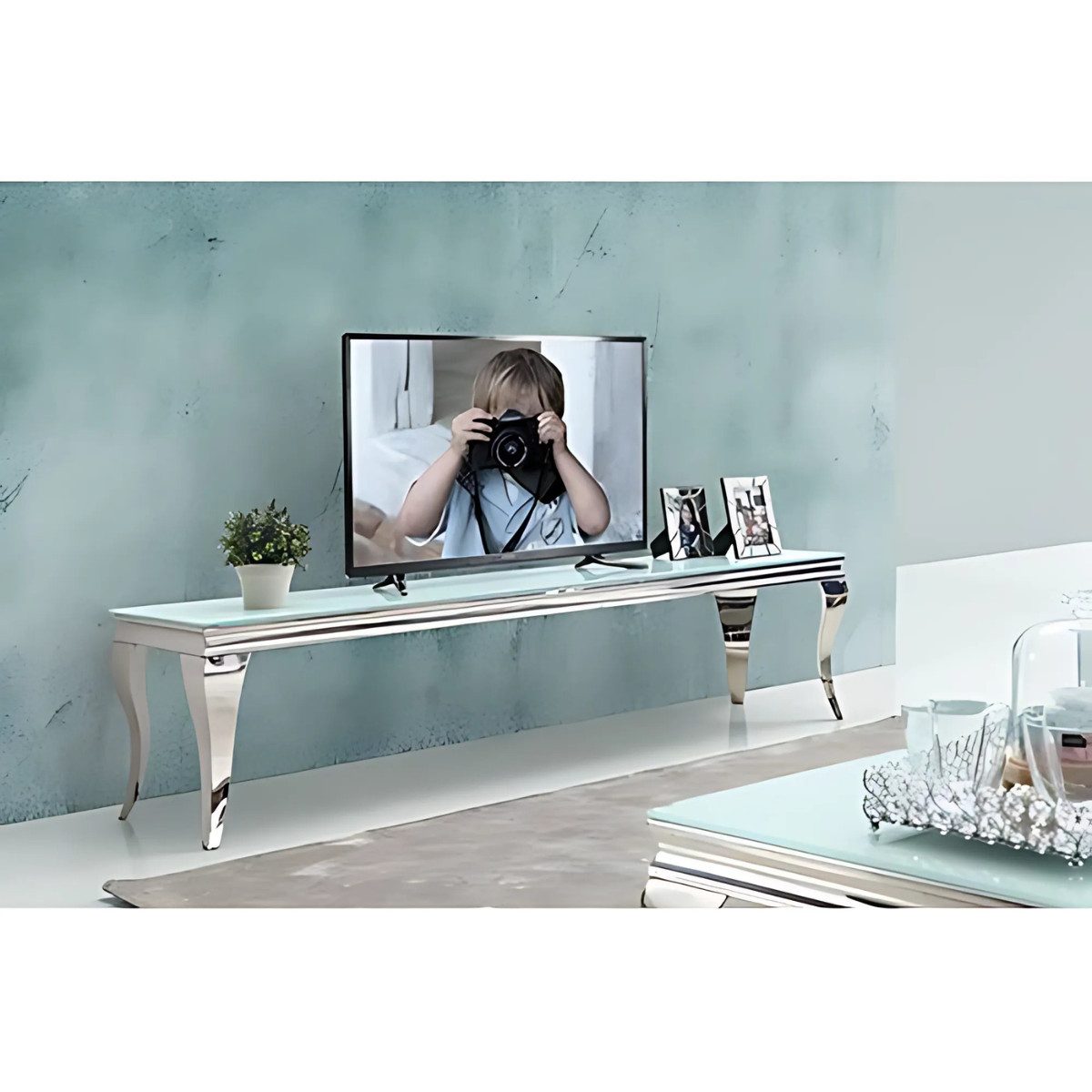 alesvelt TV-Bank Milano Tischplatte aus Glas 180 cm