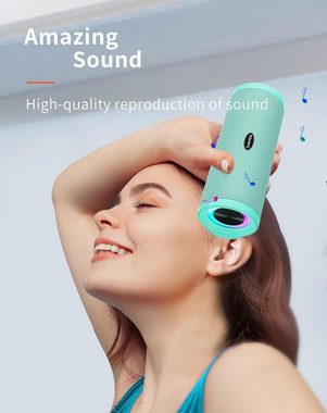 HEYSONG Stereo Lautsprecher (Bluetooth, 16 W, mit Licht Musikbox Tragbarer Bluetooth IPX7 40h Akku, Satter Bass)