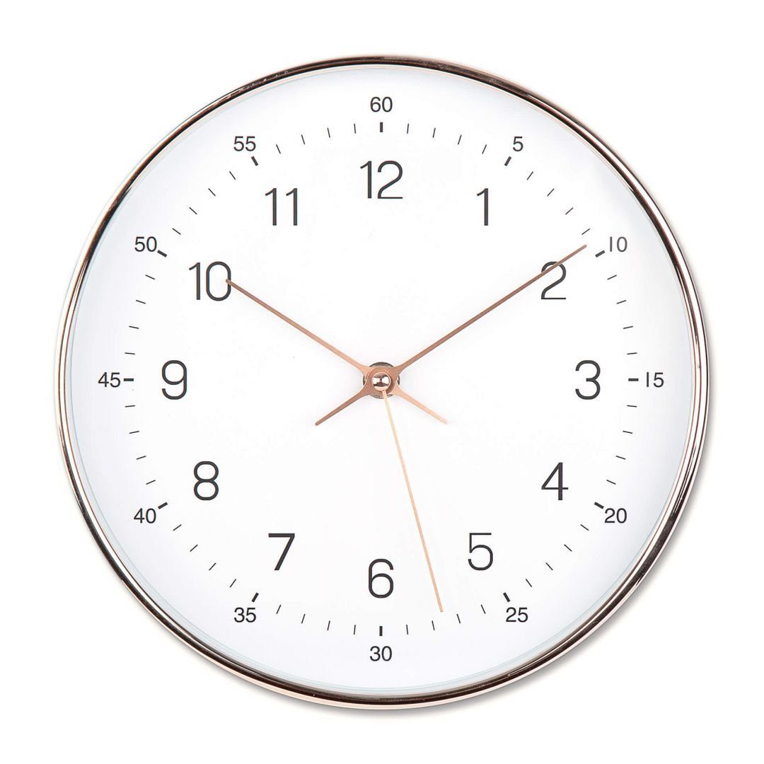 Wanduhr lautlose Shabby Chic Wanduhr Retro Uhr rund Ø 25cm Weiß Roségold Optik