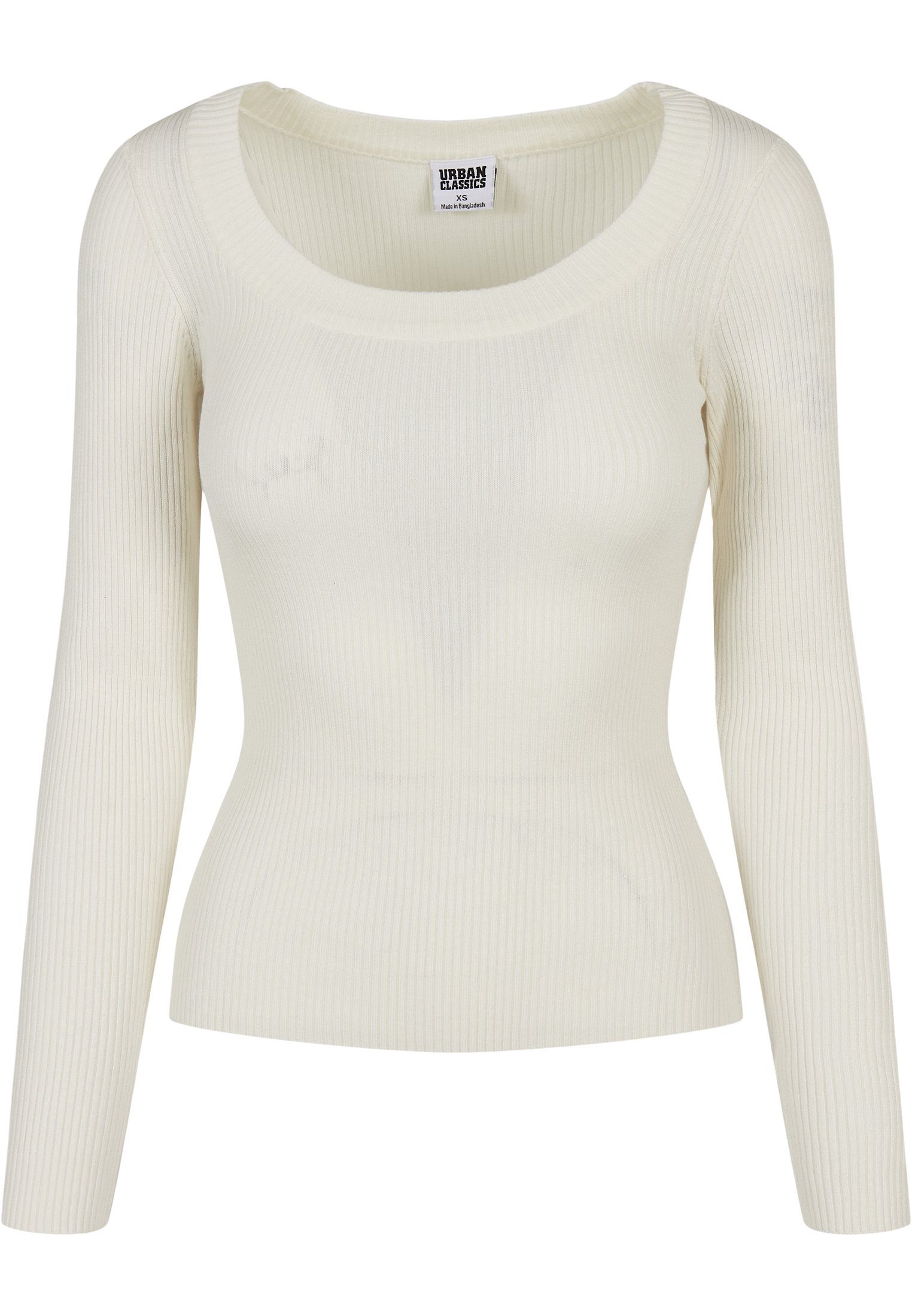 URBAN CLASSICS Kapuzenpullover Damen Wide Ladies Sweater Neckline whitesand (1-tlg)