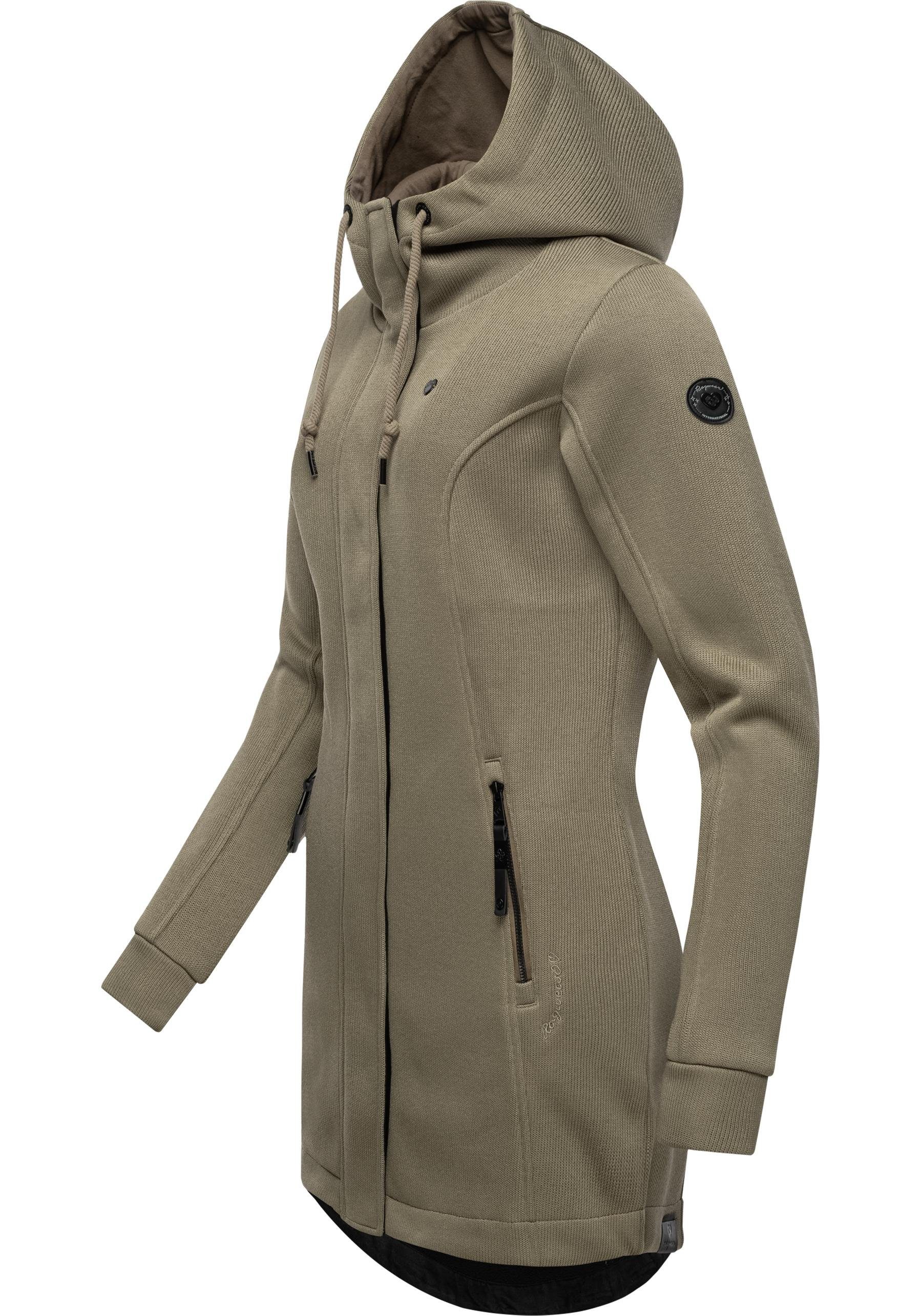 Ragwear Kapuzensweatjacke Letti Bonded Sportliche Kapuzenjacke in Feinstrick-Optik