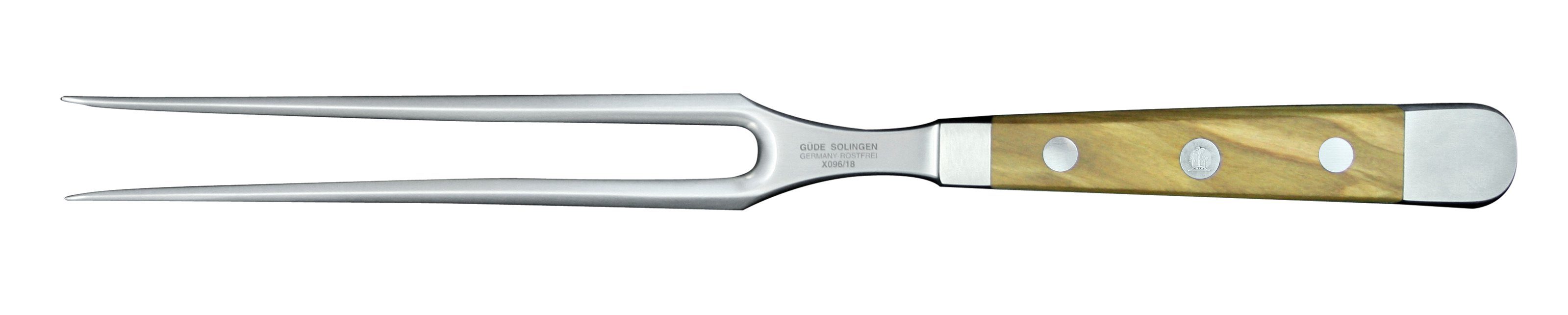 Güde Messer Solingen Fleischgabel Alpha Olive, 18 cm - CVM-Stahl - Griffschalen Olivenholz
