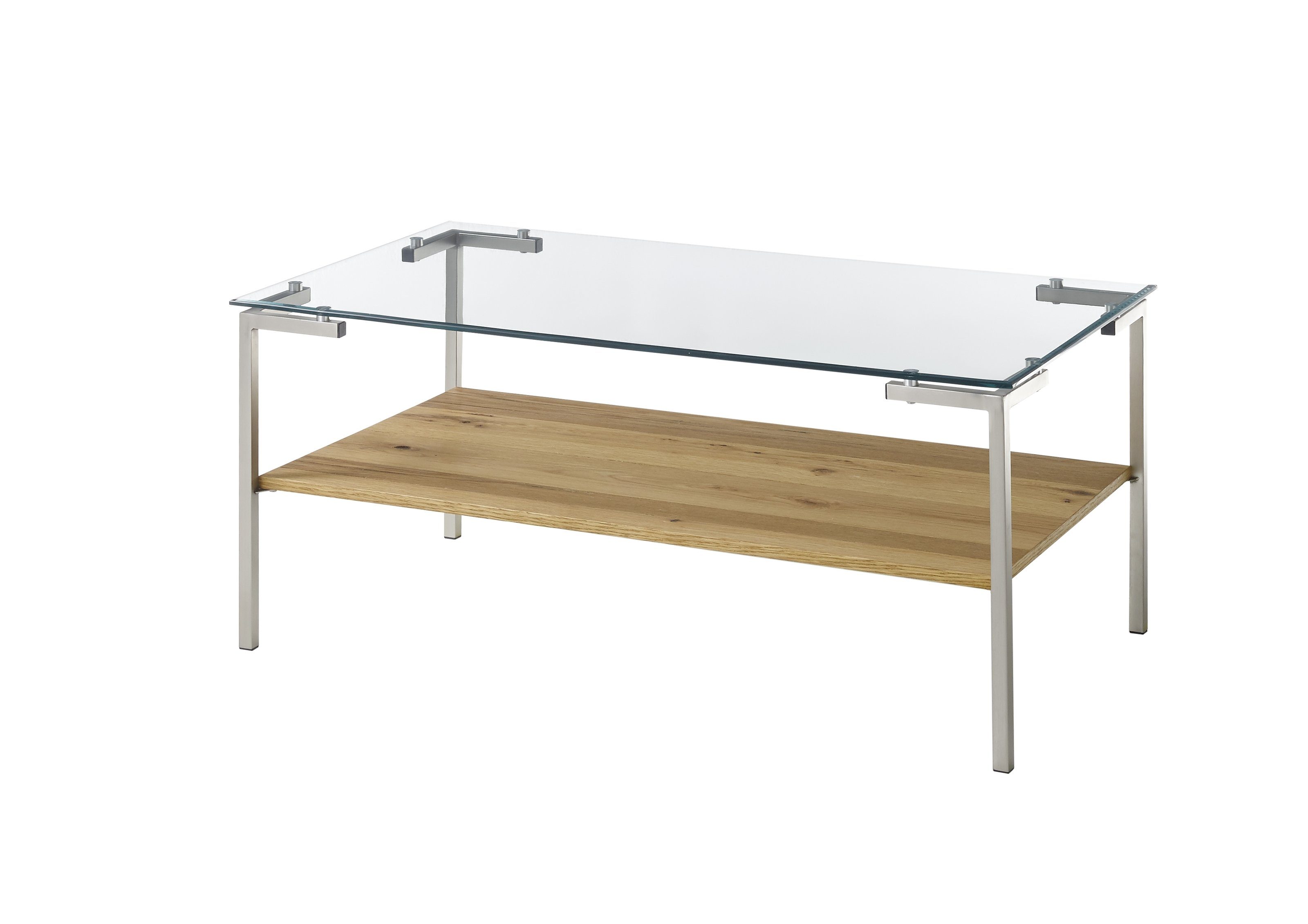 Couchtisch GLASGOW in 110x46x60 möbelando (BxHxT: holzfarben Glas, Metall aus cm),