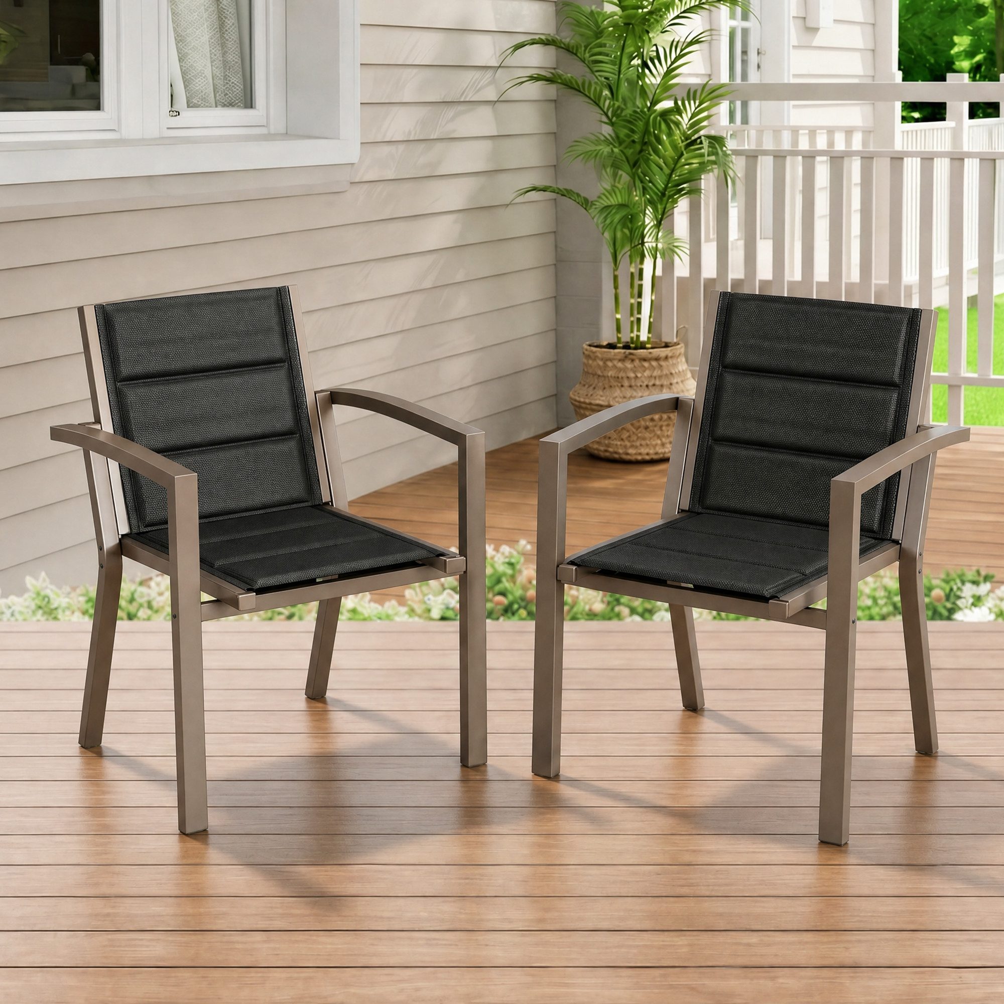 HOMALL Gartenstuhl Stapelbare Aluminiumstühle Outdoor Stühle 2/4/6er Set, Bis 160kg (Gewicht ca. 3,5 kg, erhältlich in drei Farben, geeignet für Camping, Pool, Grillszenarien (ohne Tisch), 2 St)