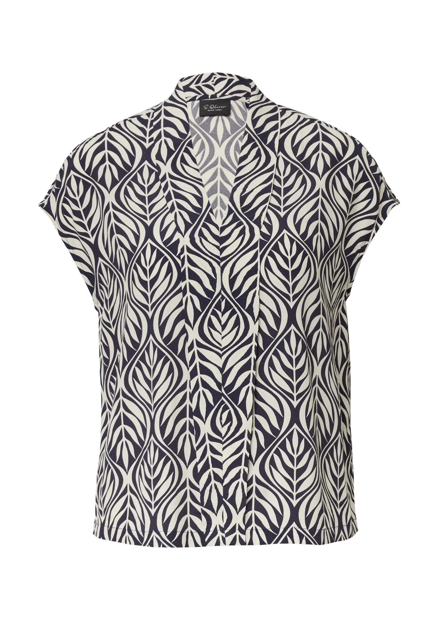 s.Oliver BLACK LABEL Kurzarmbluse - modische Bluse mit Allover Print günstig online kaufen