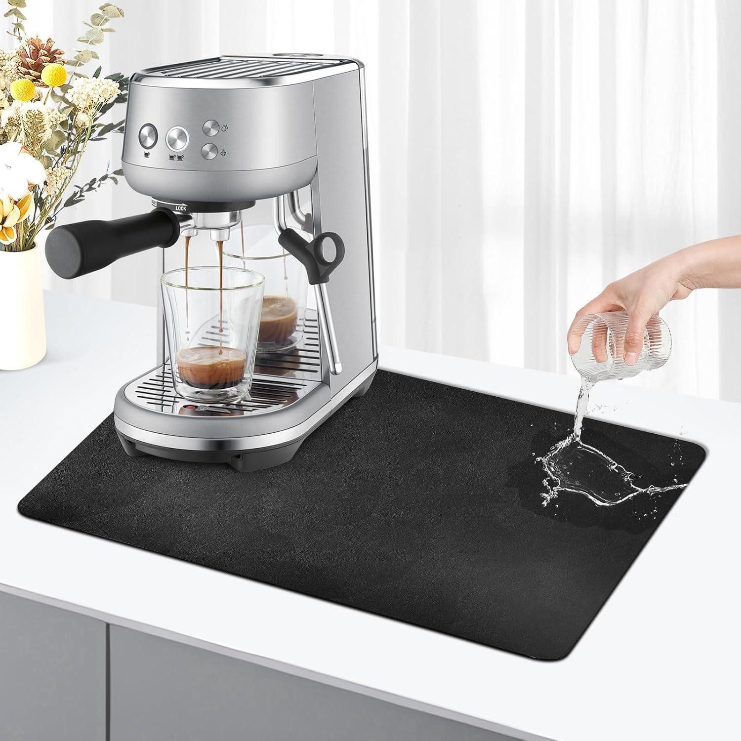LuxusKollektion Kochbesteck-Set Abtropfmatte Kaffeemaschine Geschirr Trockenmatte Schwarz 40x60cm