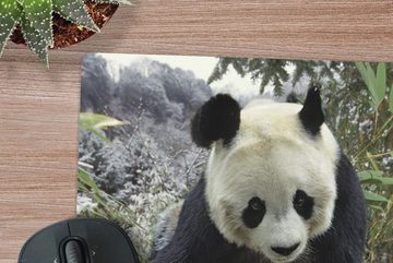 MuchoWow Gaming Mauspad Panda - Jungtier - Schnee (1-St), Mousepad mit Rutschfester Unterseite, Gaming, 40x40 cm, XXL, Großes